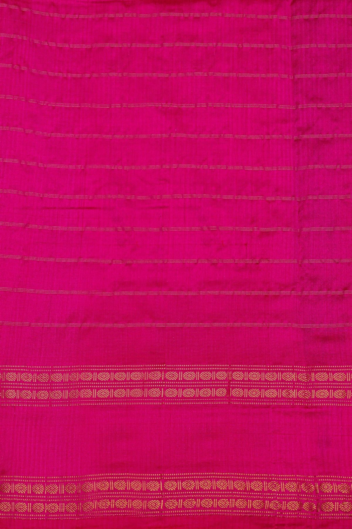 Ikat Silk Royal Blue Saree With Florals And Buttis In Checks Body