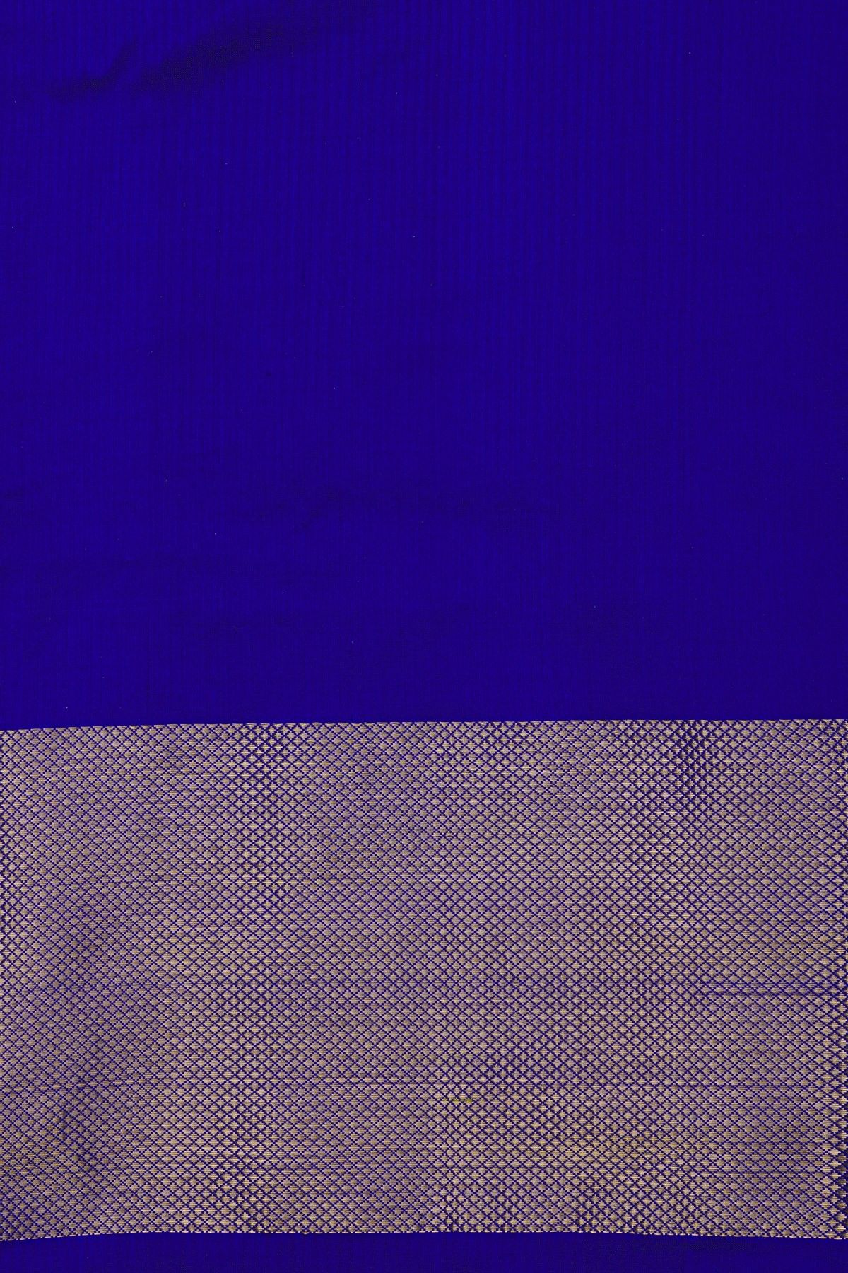 Ikat Silk Royal Blue Saree With Florals And Leaves Body