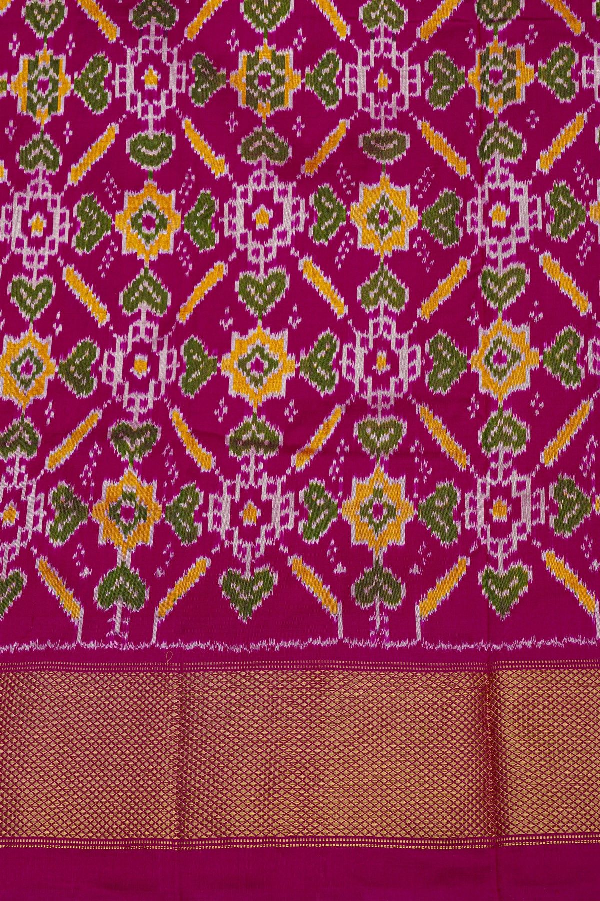 Ikat Silk Off White Saree With Diamonds In Zari Border