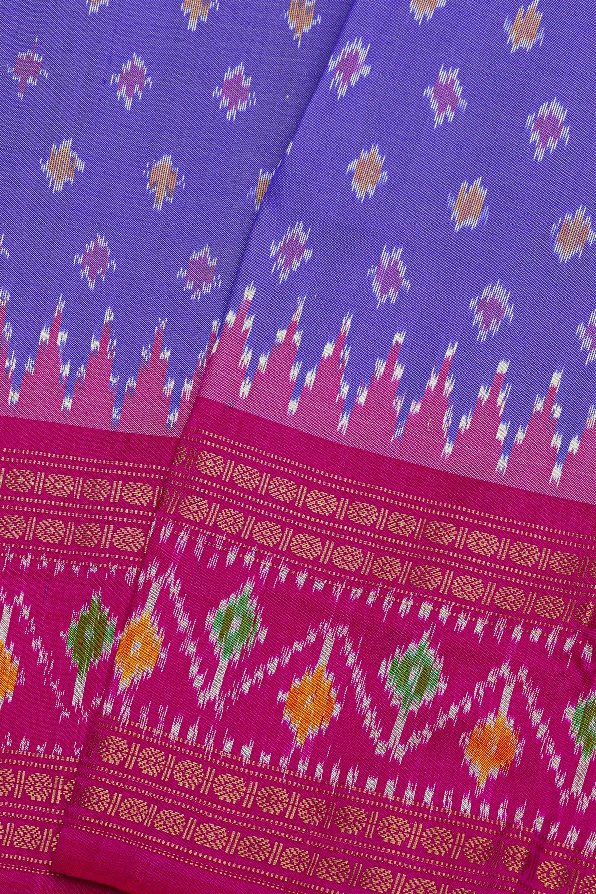 Ikat Silk Lavender Saree With Florals And Buttis Body