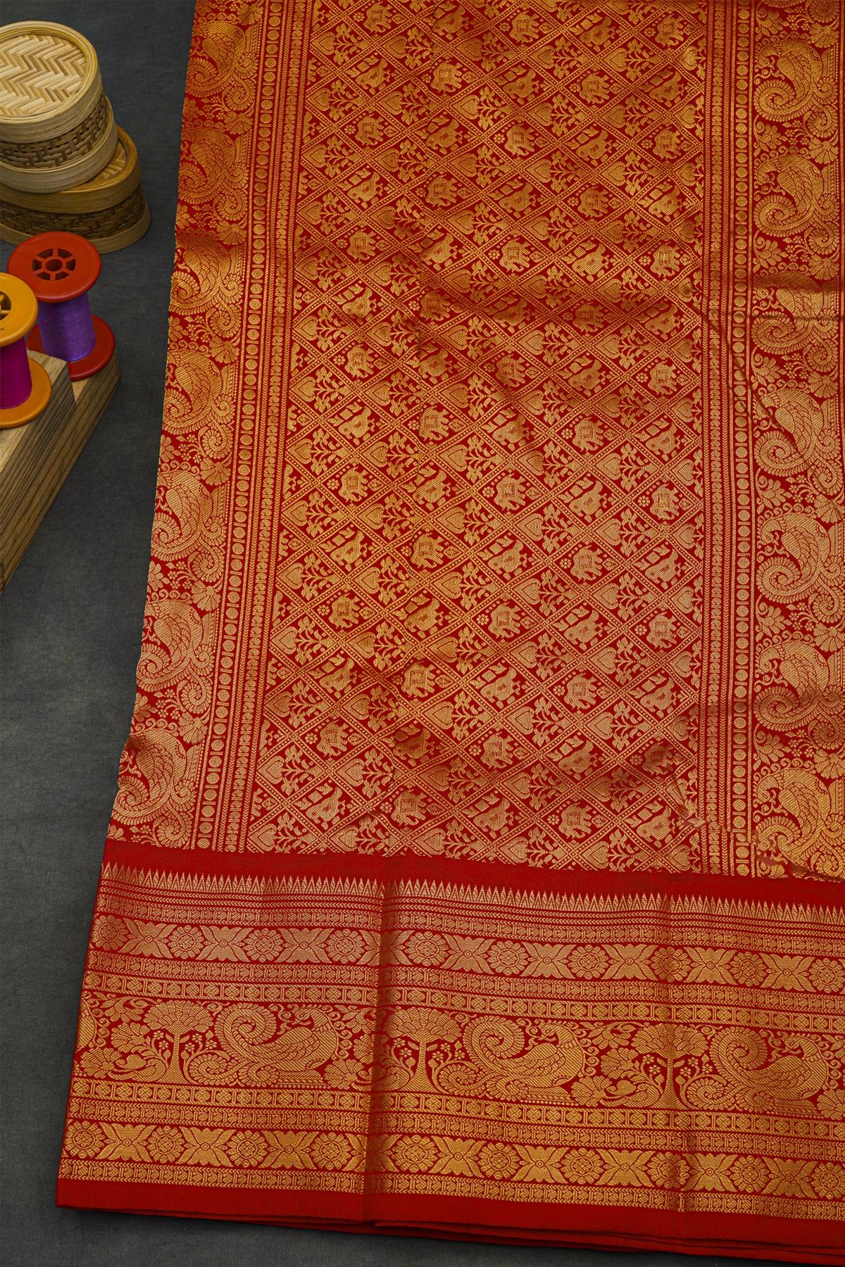 Pochampally Ikat Silk Sky Blue Saree With Floral And Peacock Border