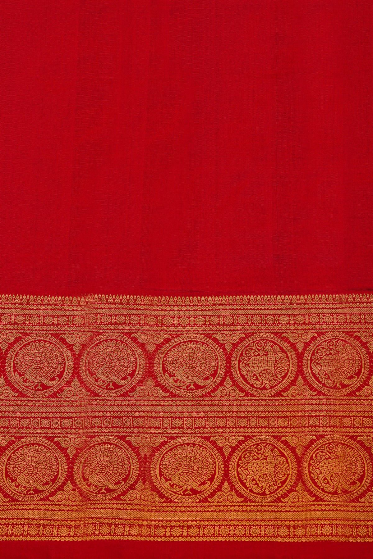 Pochampally Ikat Silk Purple Saree With Peacock And Deer Border