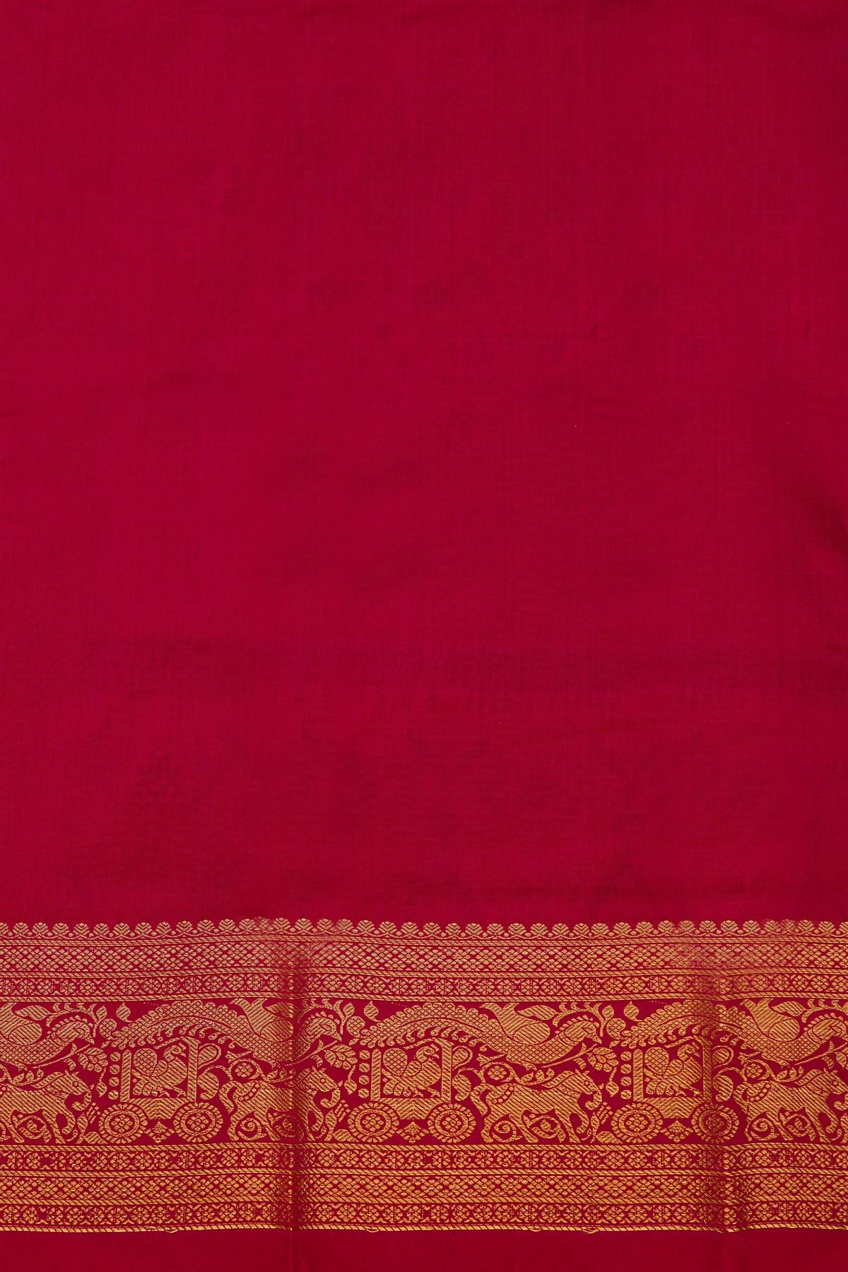 Pochampally Ikat Silk Rani Pink Saree With Floral And Animal Pallaki Border
