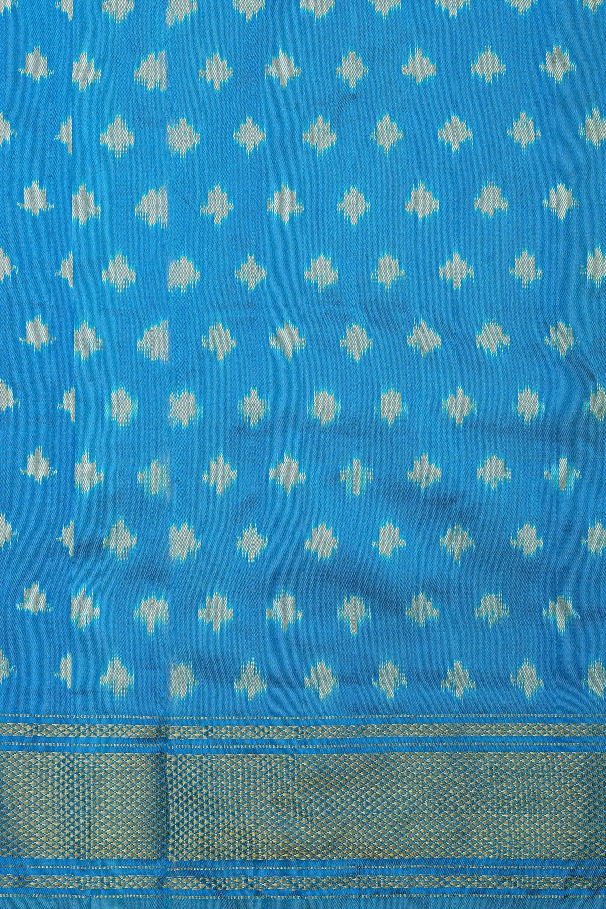 Pochampally Ikat Silk Lime Green Saree With Diamond Motif Border