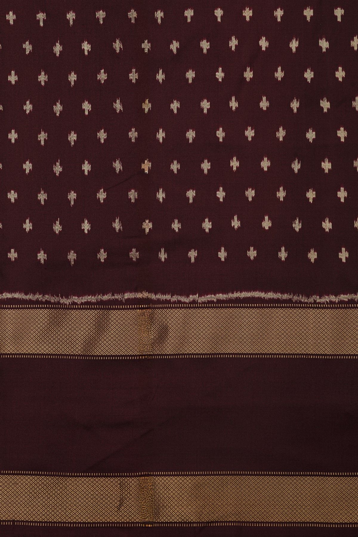 Ikat Silk Multi-Colour Saree With Temple Design In Body And Gap Border
