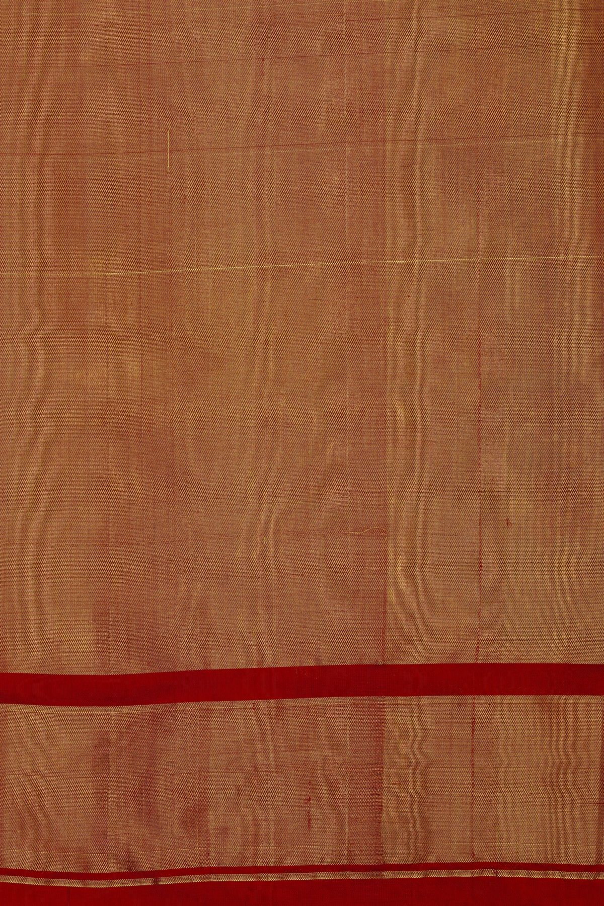 Ikat Silk Dual Colour Saree With Florals And Leaves In Cross Checks Body