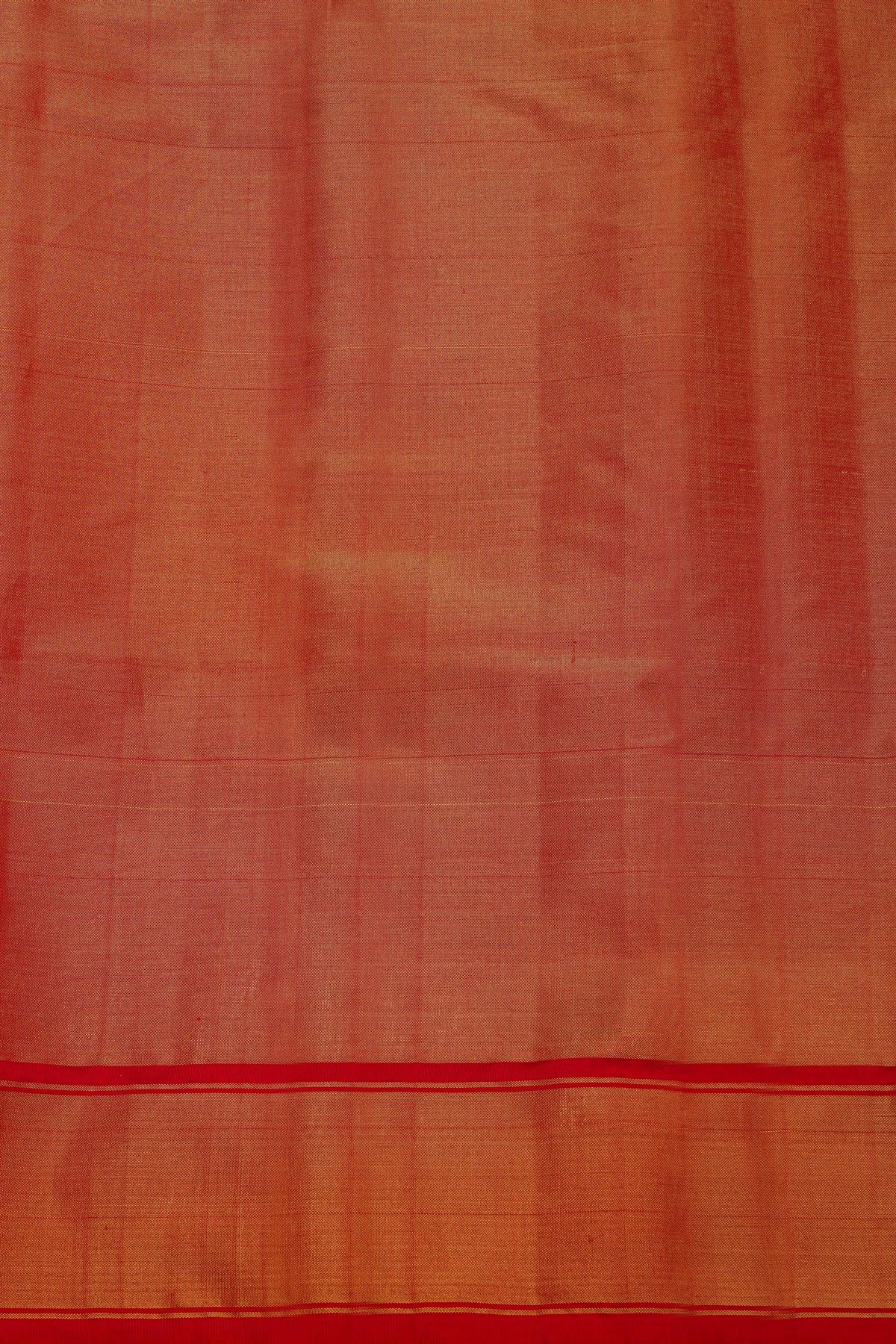 Ikat Silk Rust Orange Saree With Florals And Birds Body