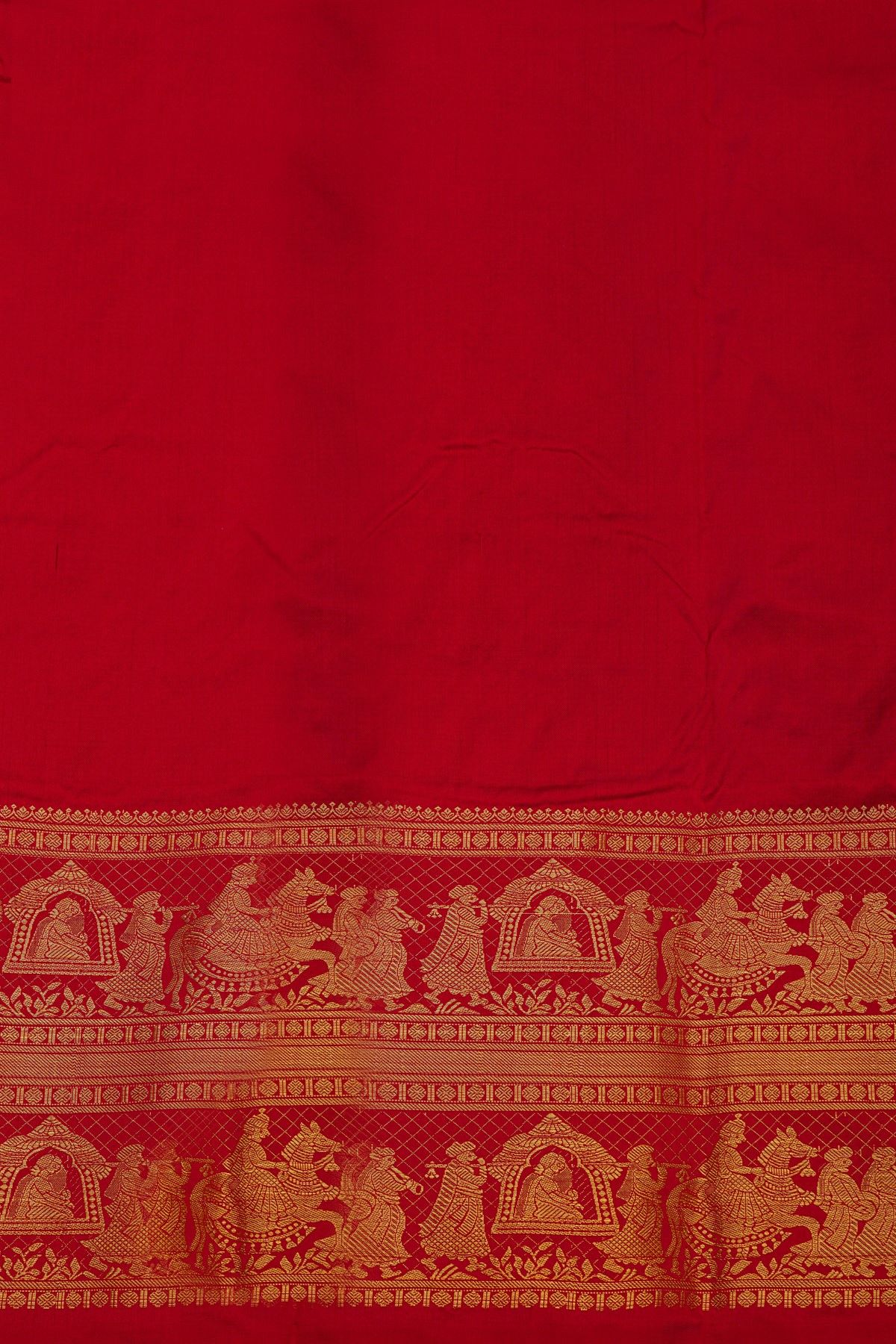 Ikat Silk Purple Saree With Royal Procession Scenes Border
