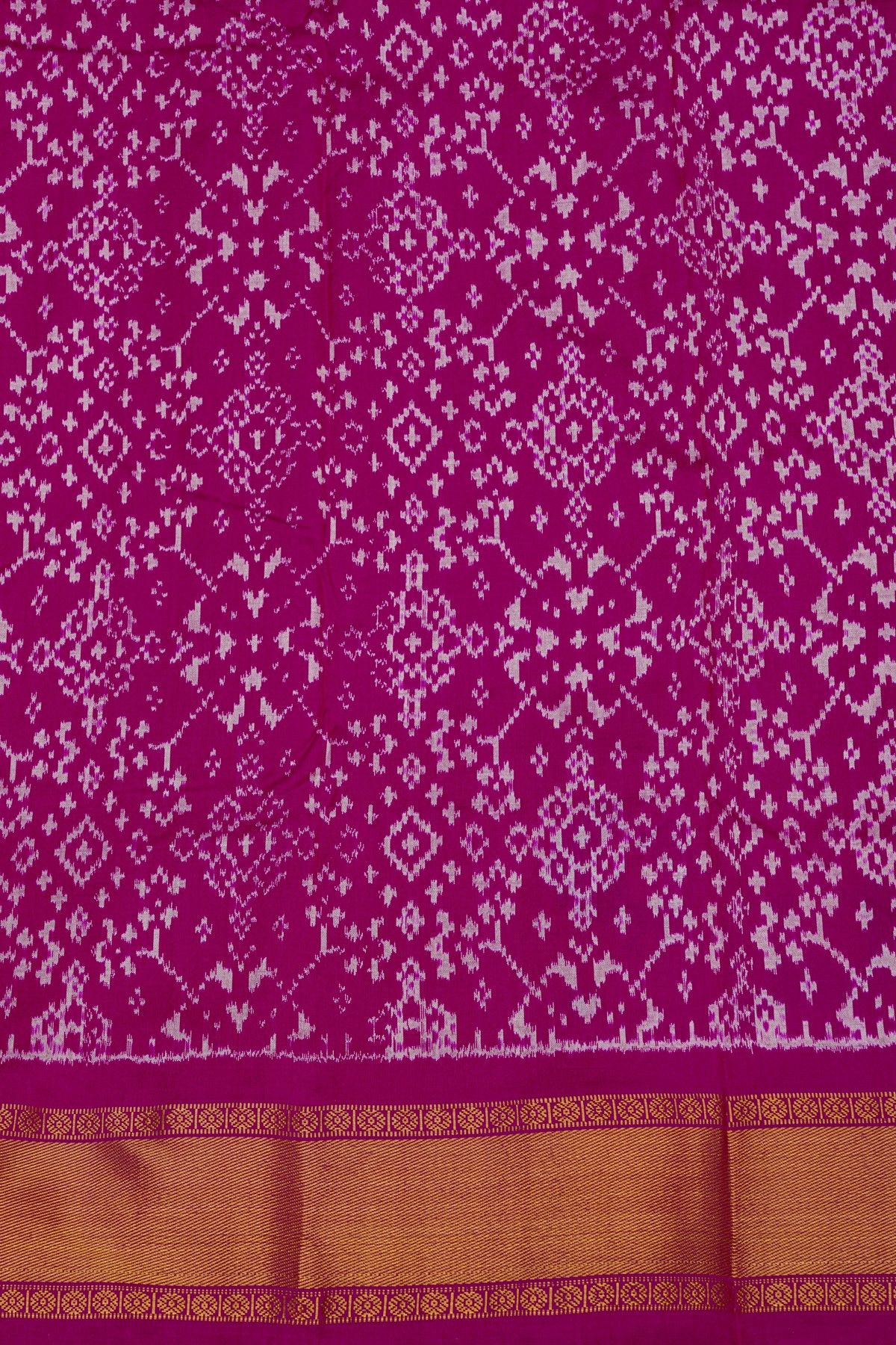 Pochampally Ikat Silk Off White Saree With Floral And Birds Border