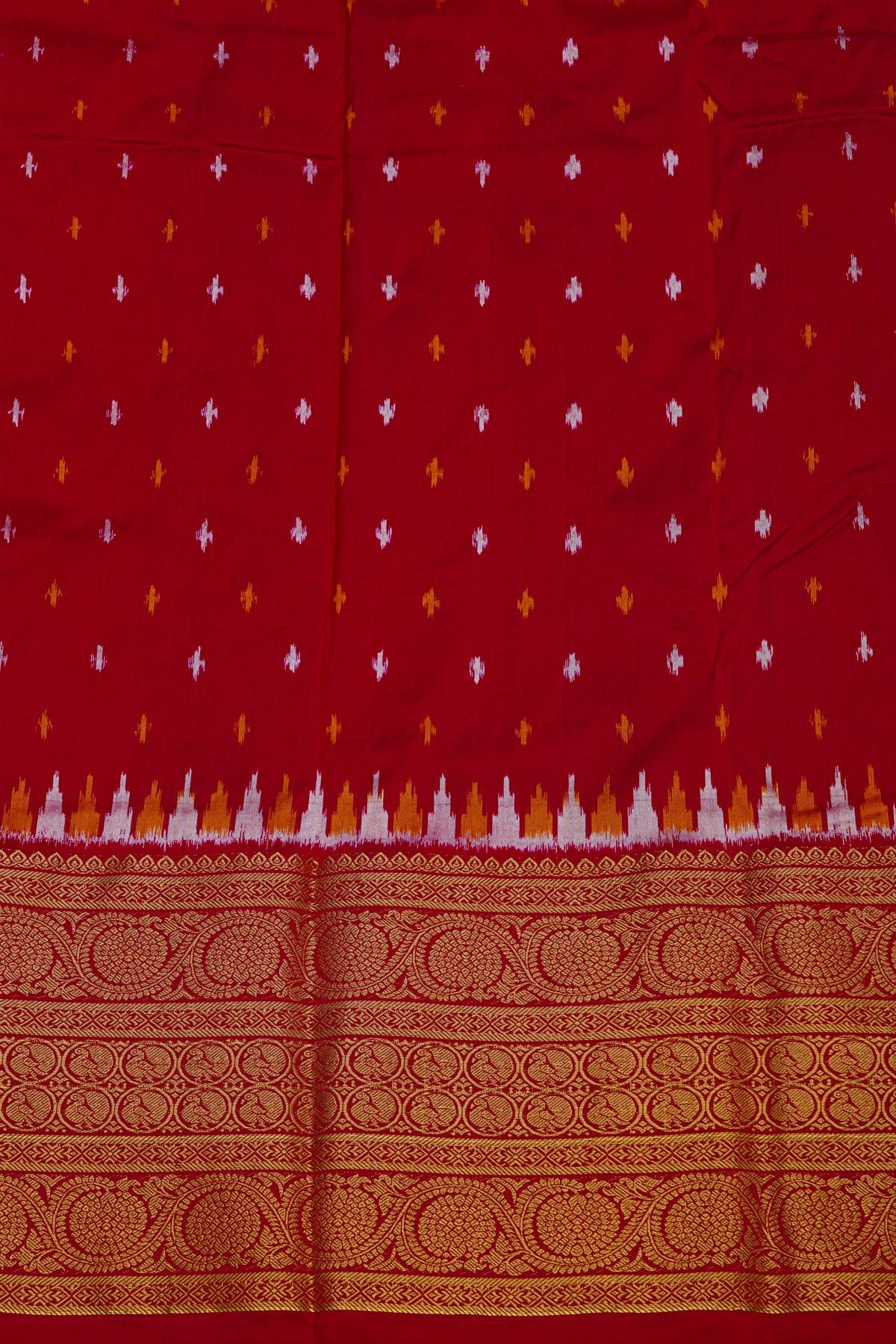 Ikkat Silk Purple Saree With Peacock Floral Leaf Jaal Border