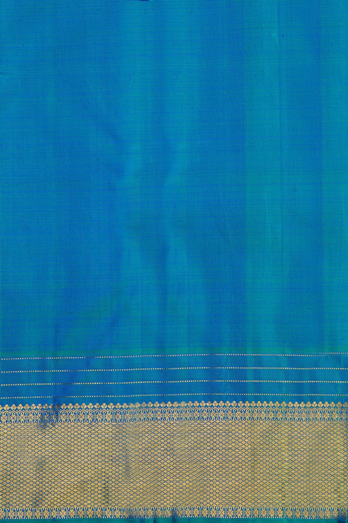 Kancheepuram Silk Royal Blue Saree With Golden Checks And Zari Motifs