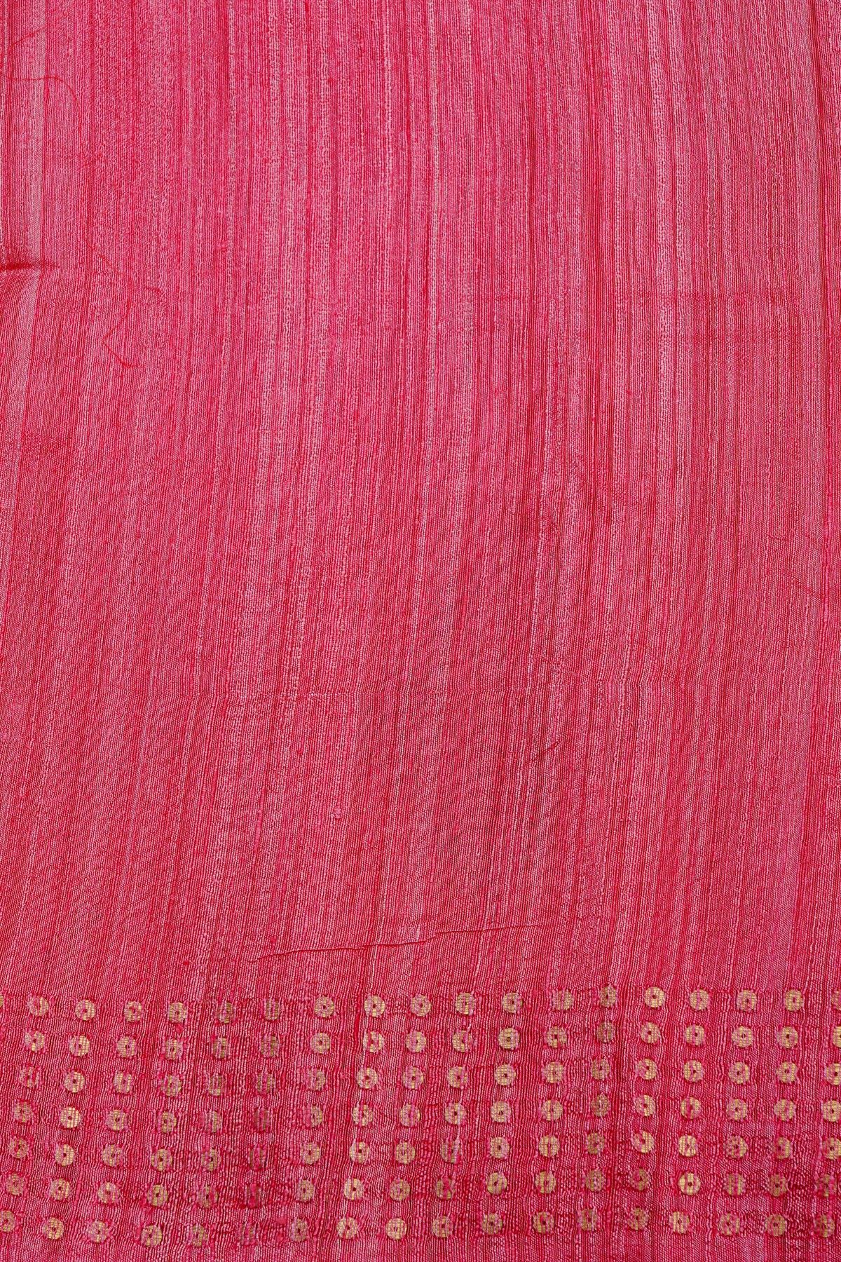 Fusion Silk Rani Pink Saree With Golden Sequins Border