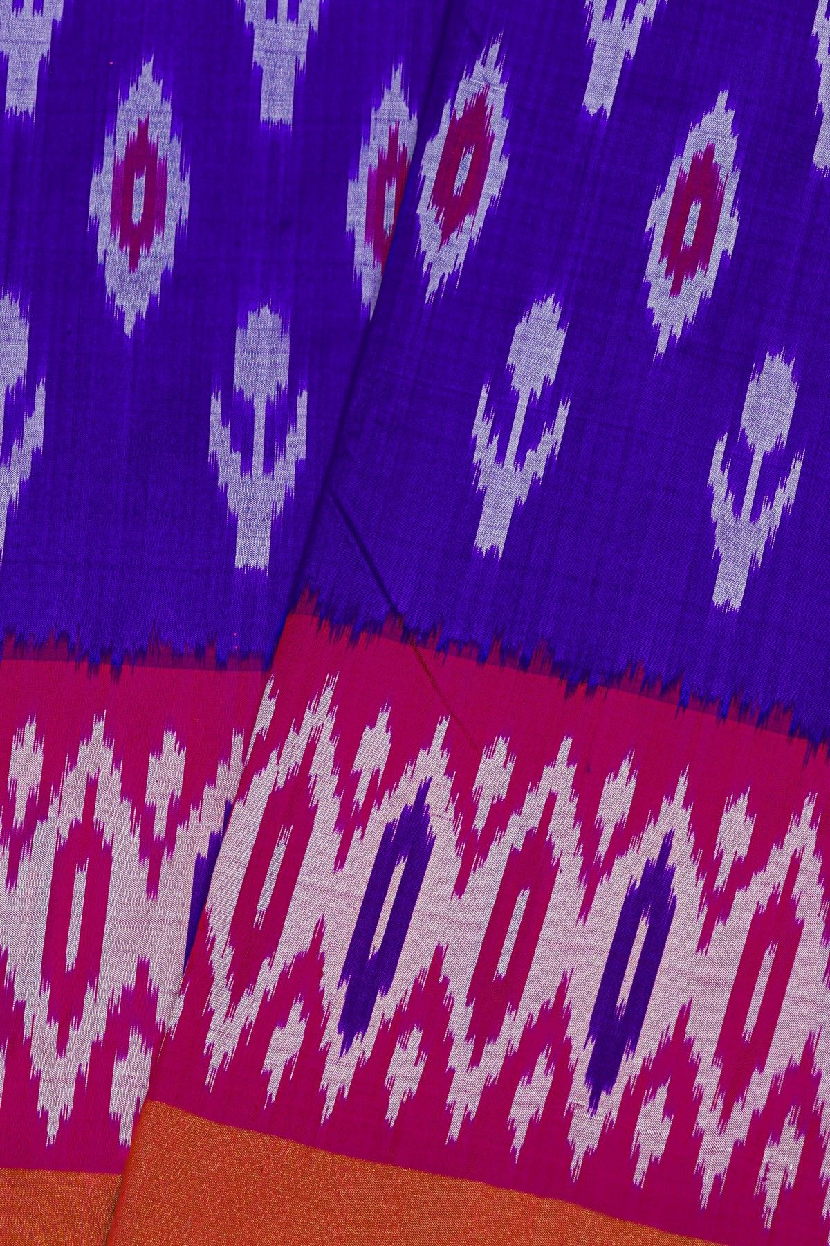 Pochampally Ikat Silk Royal Blue Saree With Diamond Border
