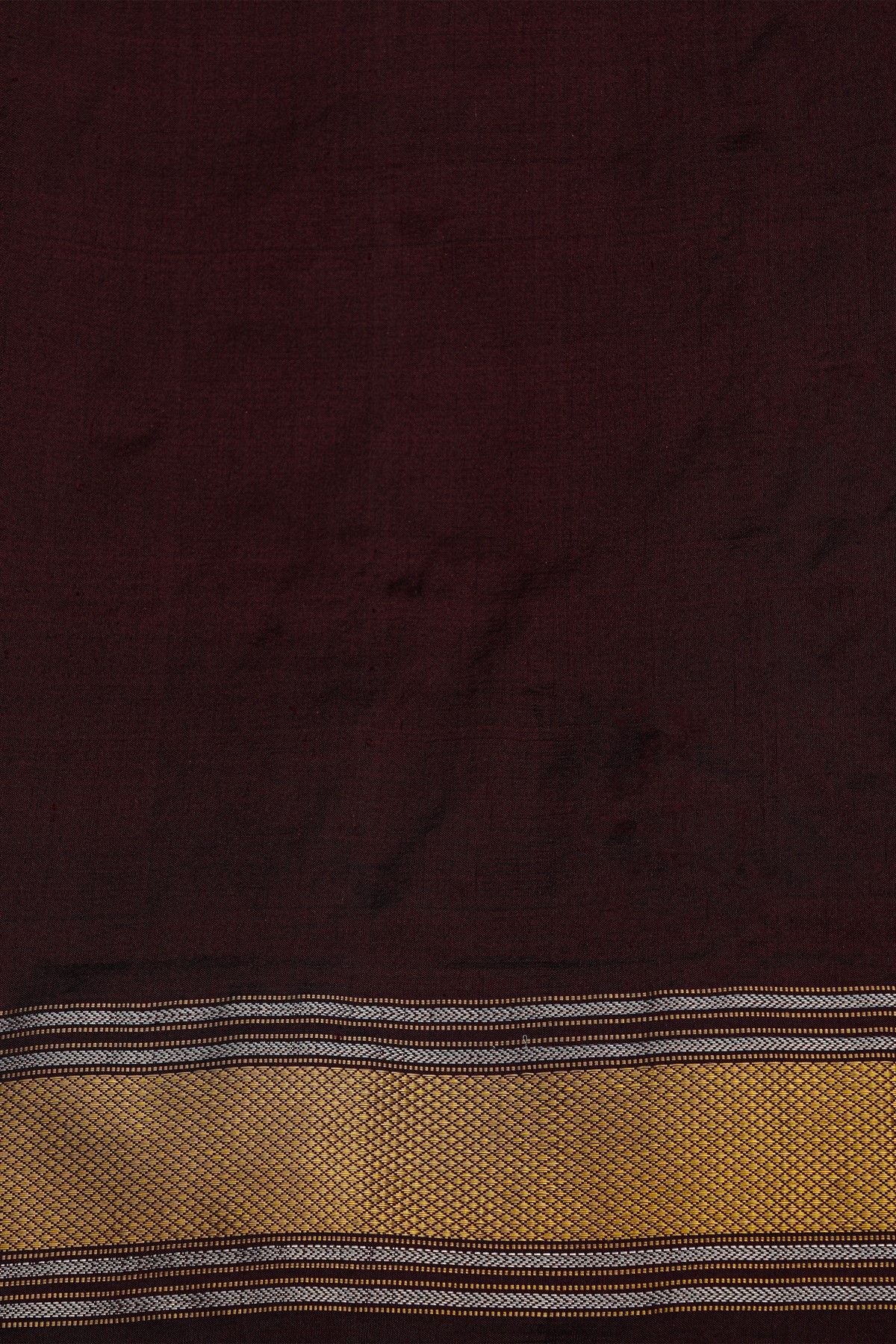 Ikat Silk Dark Maroon Saree With Floral And Leaves Body