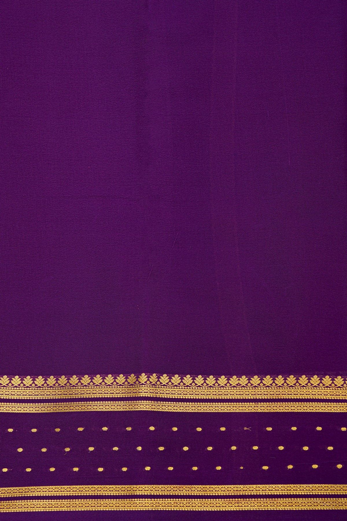 Mysore Crepe Royal Blue Saree With Florals Buttis Border