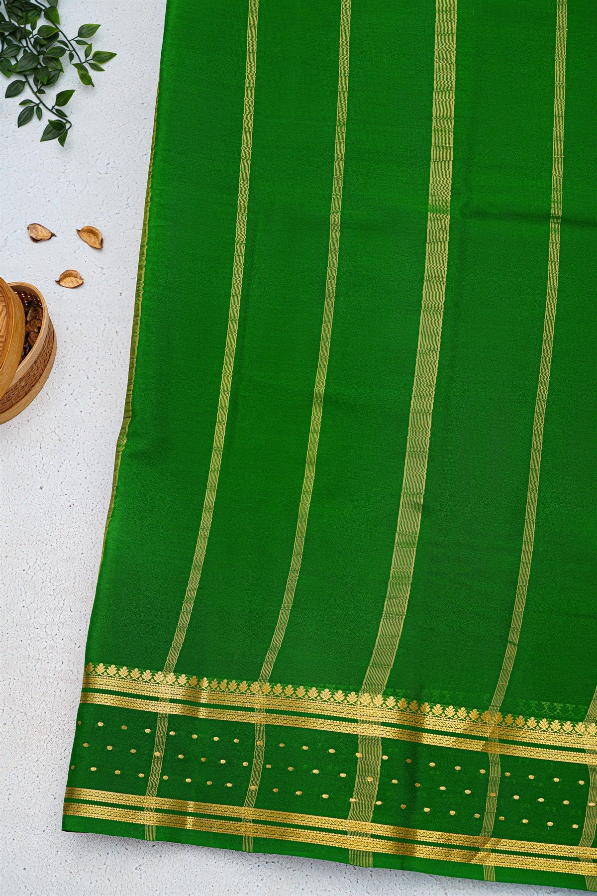 Mysore Crepe Maroon Saree With Florals And Buttis Border