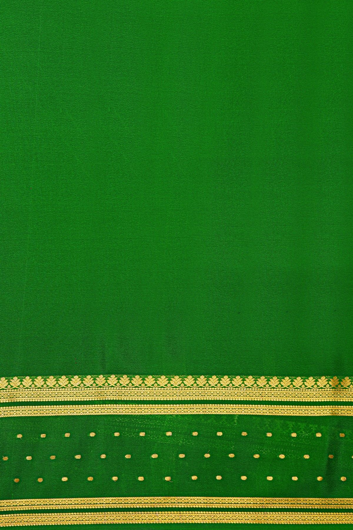 Mysore Crepe Maroon Saree With Florals And Buttis Border