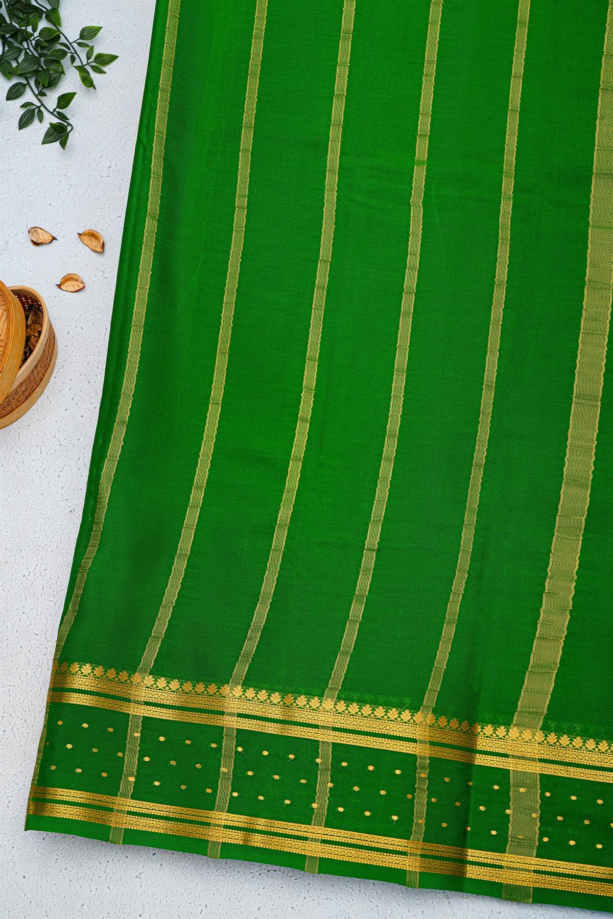 Mysore Crepe Purple Saree With Florals And Buttis Border