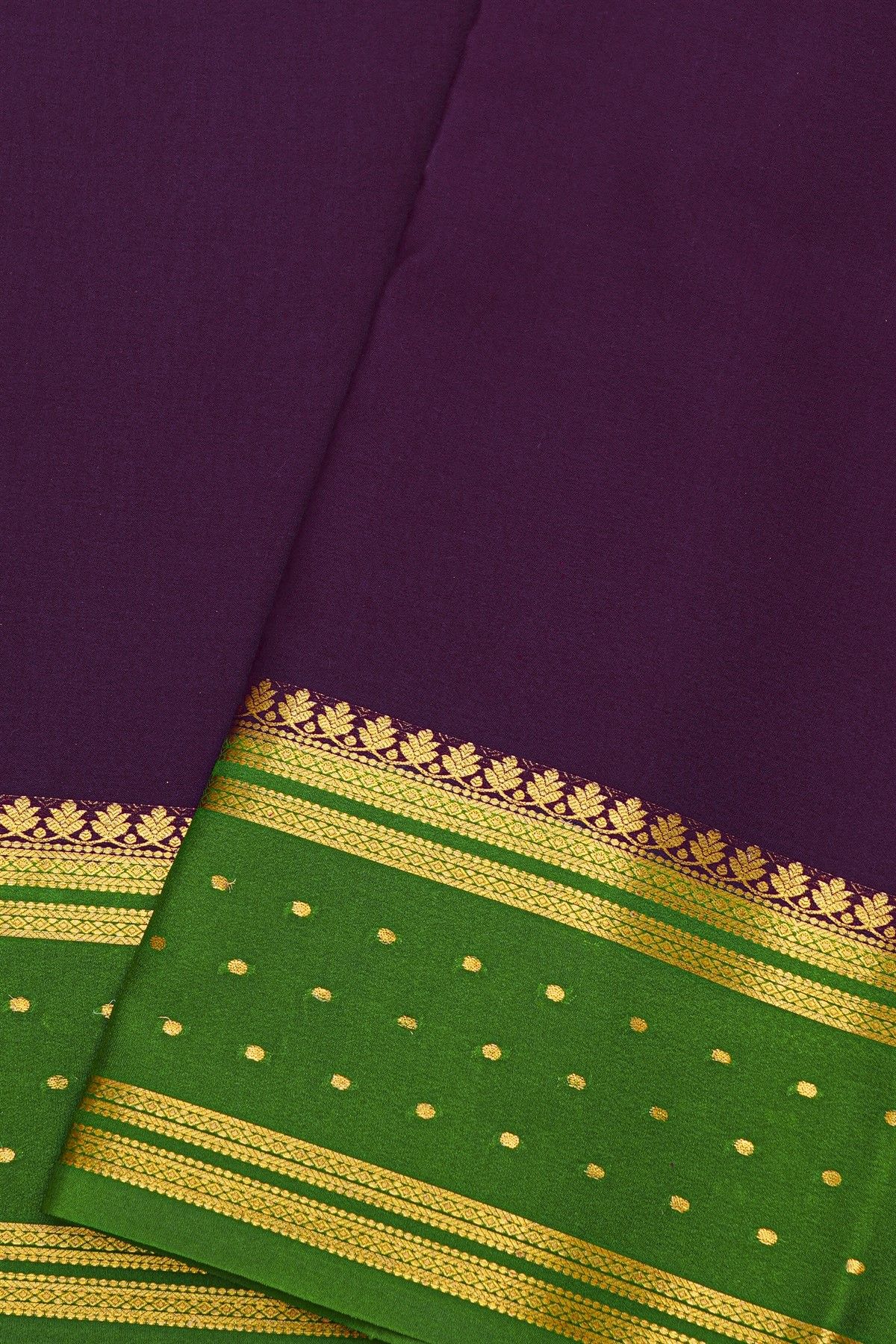 Mysore Crepe Purple Saree With Florals And Buttis Border