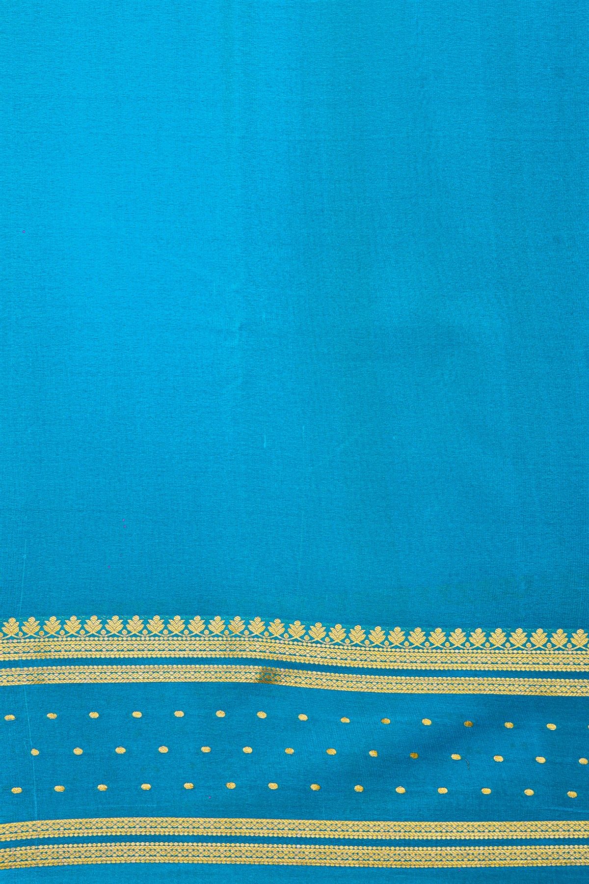 Mysore Crepe Sage Green Saree With Florals And Buttis Border