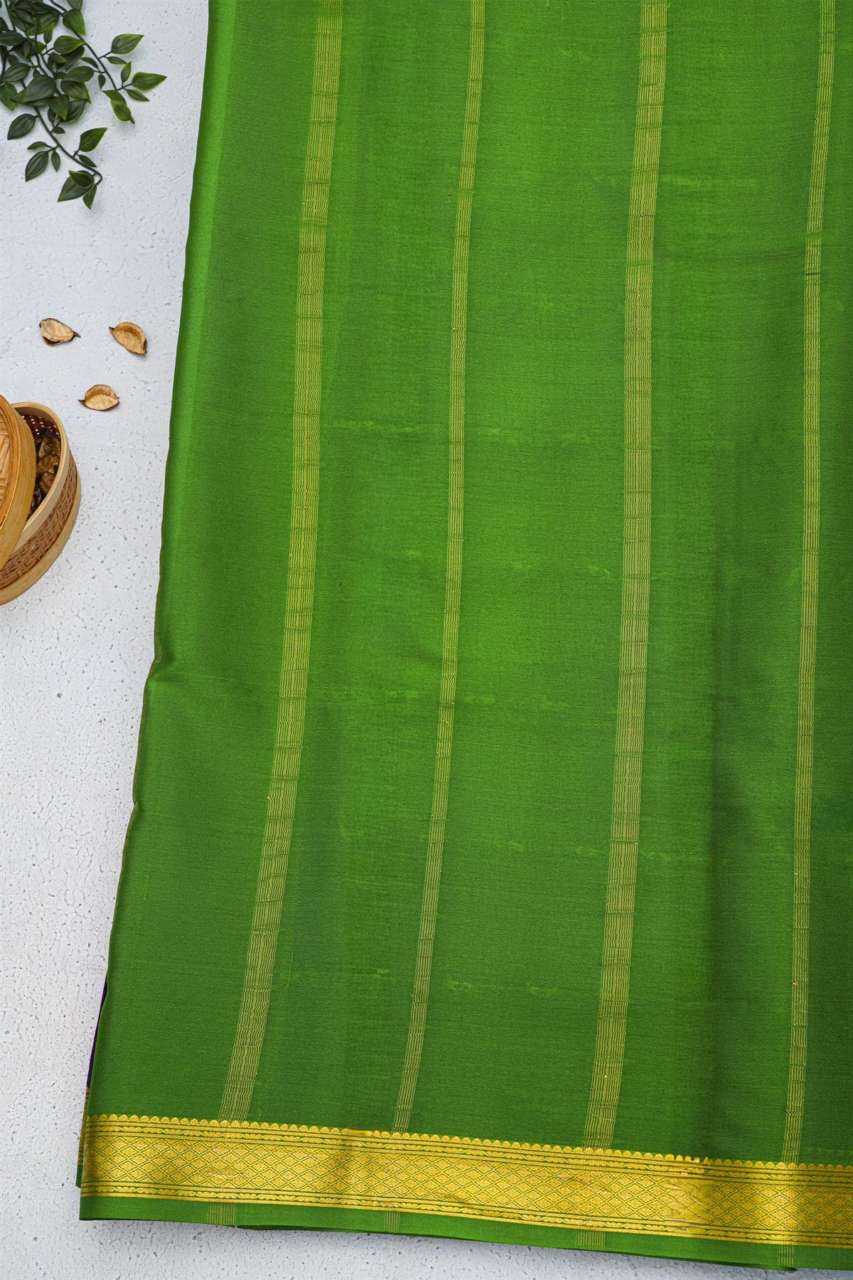 Mysore Crepe Violet Saree With Florals And Buttis Body
