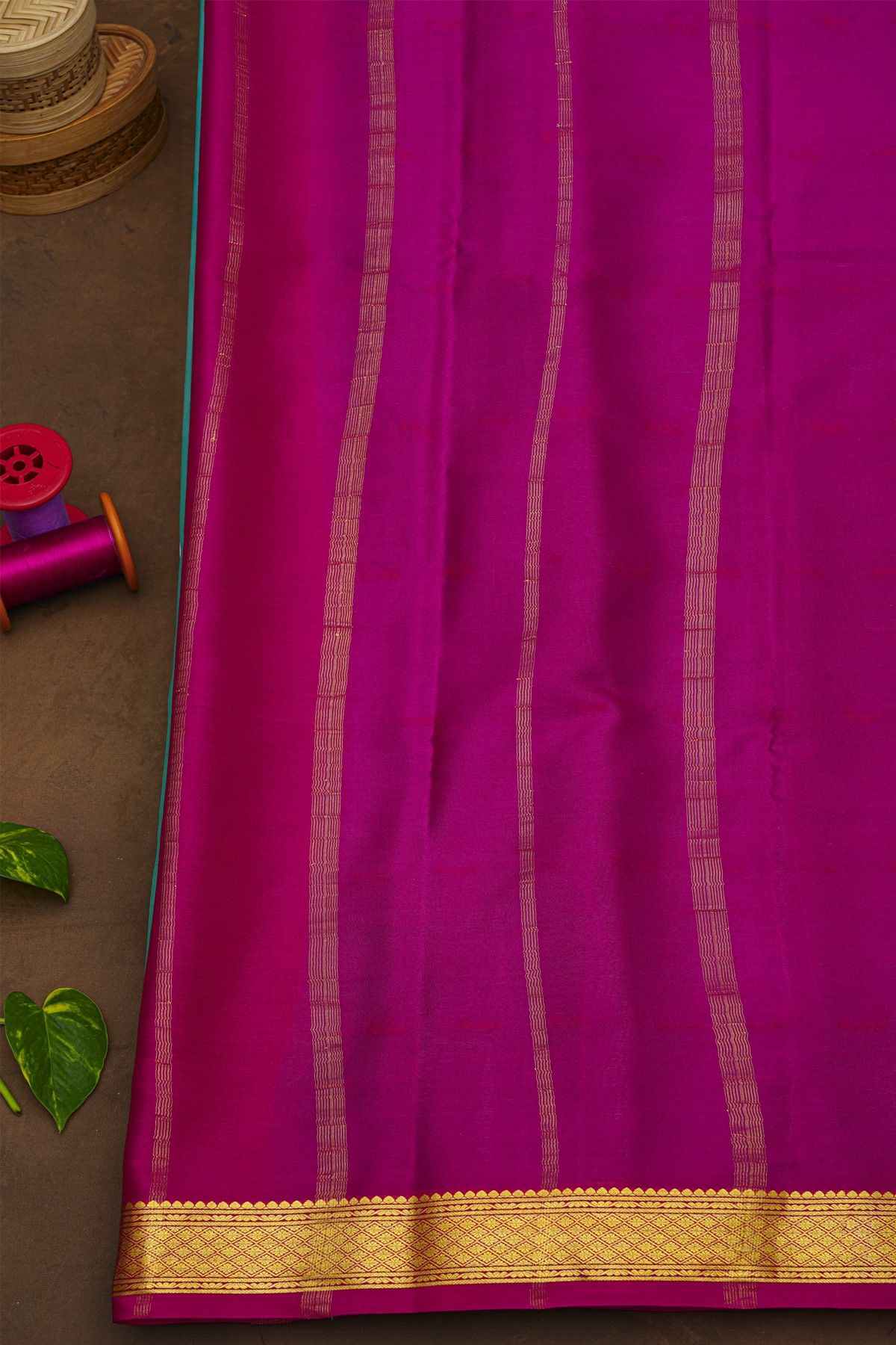 Mysore Crepe Sky Blue Saree With Florals In Diamonds Zari Border
