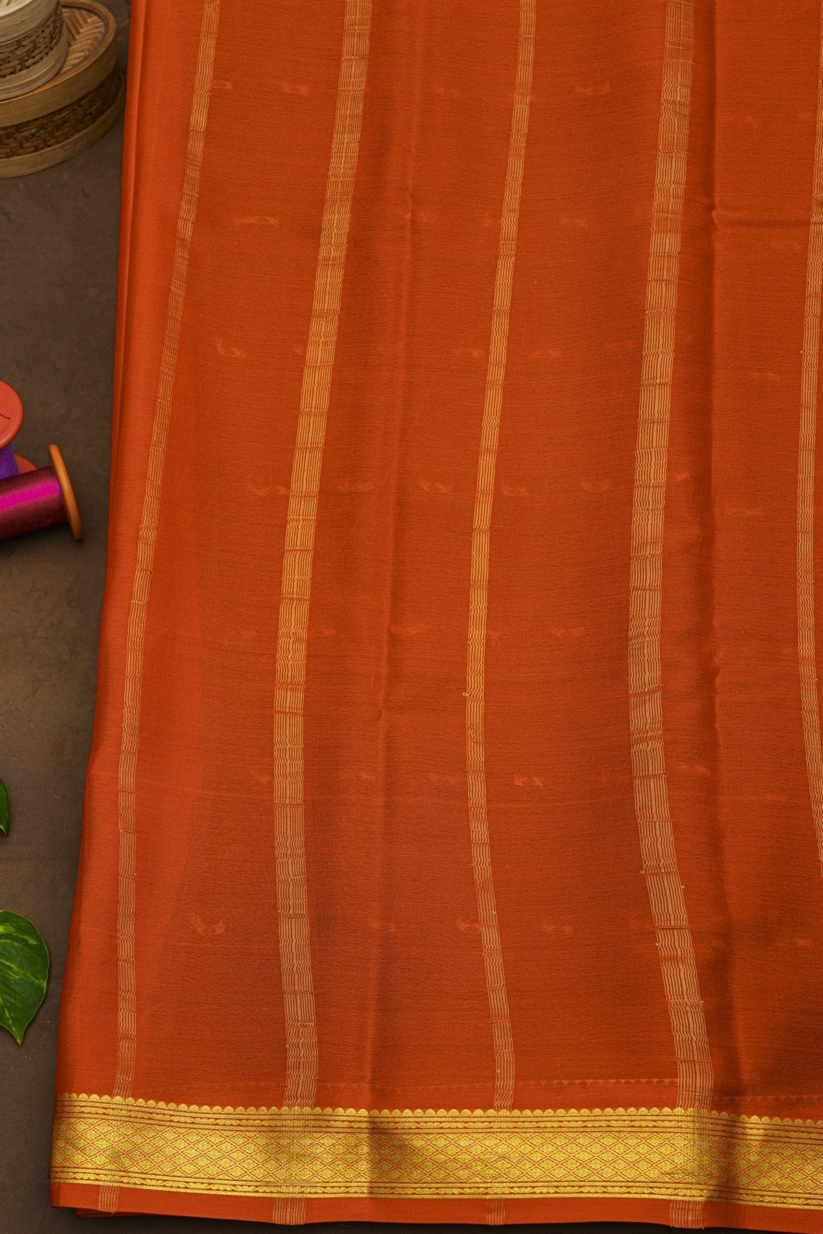 Mysore Crepe Bottle Green Saree With Florals In Diamonds Zari Border
