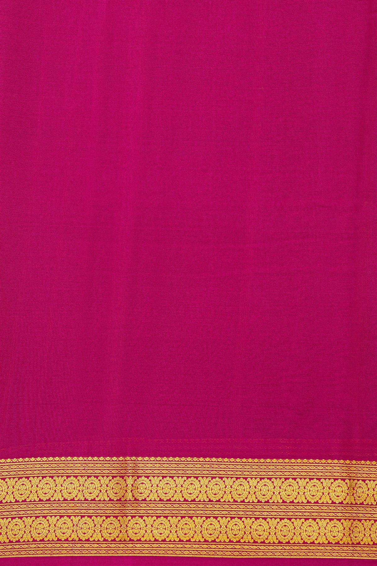 Mysore Crepe Bottle Green Saree With Florals And Buttis Border