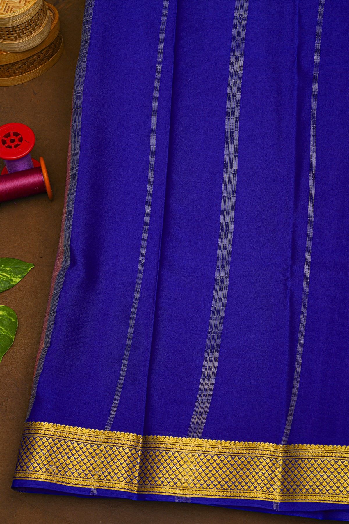 Mysore Crepe Lavender Saree With Florals Buttis Border
