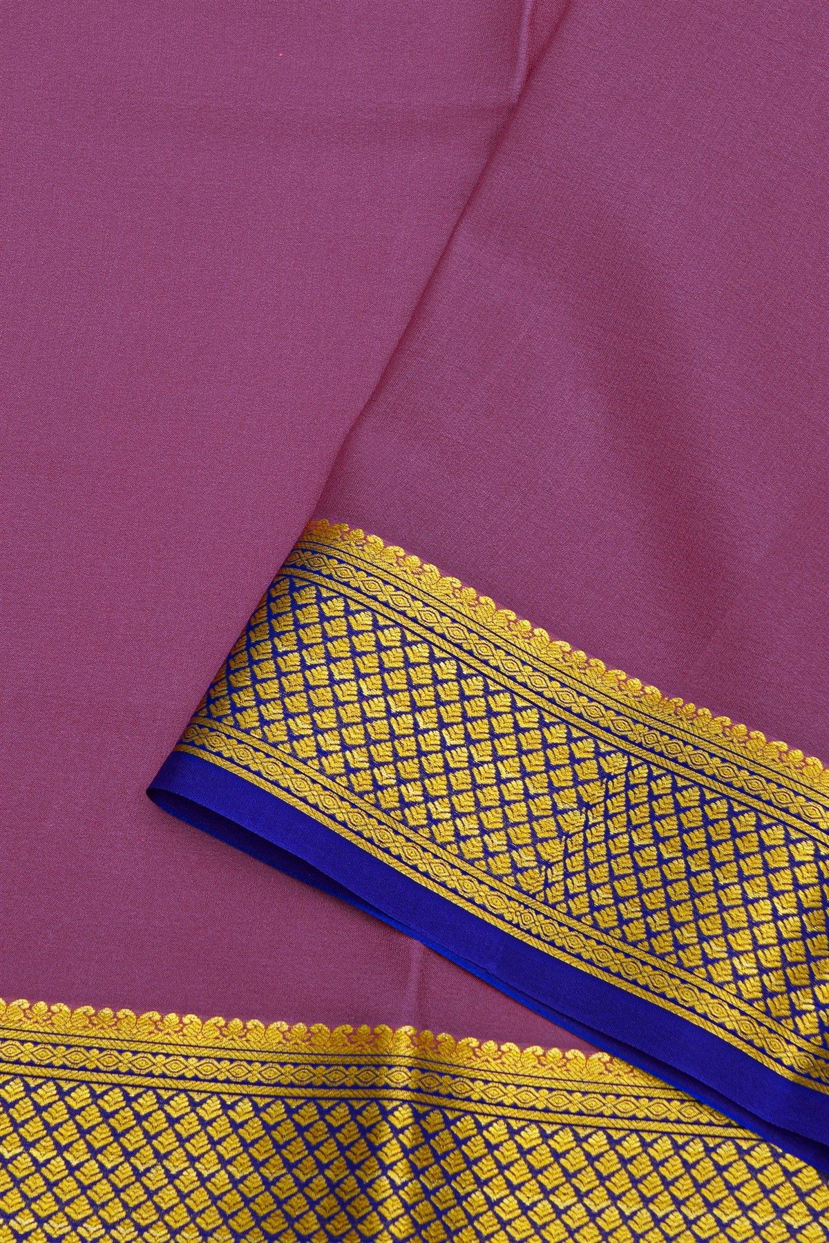 Mysore Crepe Lavender Saree With Florals Buttis Border
