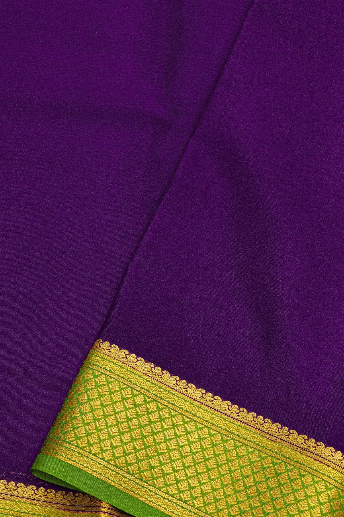 Mysore Crepe Violet Saree With Florals Border