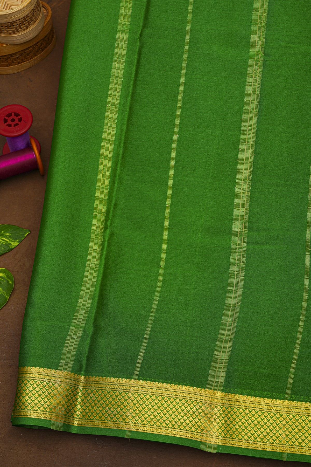 Mysore Crepe Maroon Saree With Floral Border