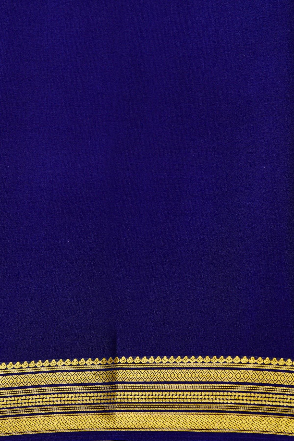 Mysore Crepe Sky Blue Saree With Florals And Zari Lines Border