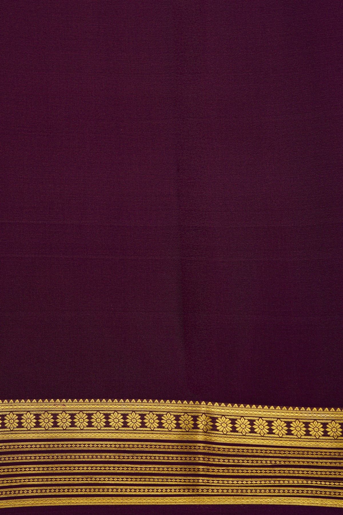 Mysore Crepe Sea Green Saree With Florals And Zari Lines Border