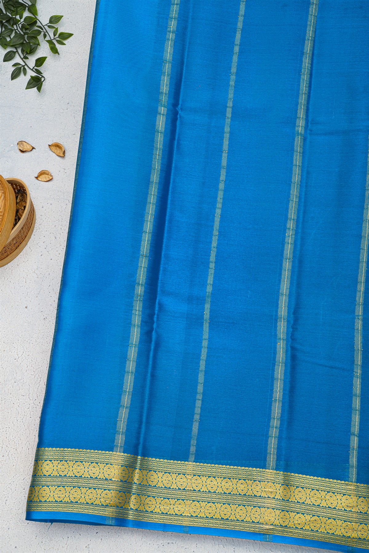 Mysore Crepe Baby Pink Saree With Floral And Buttis Border