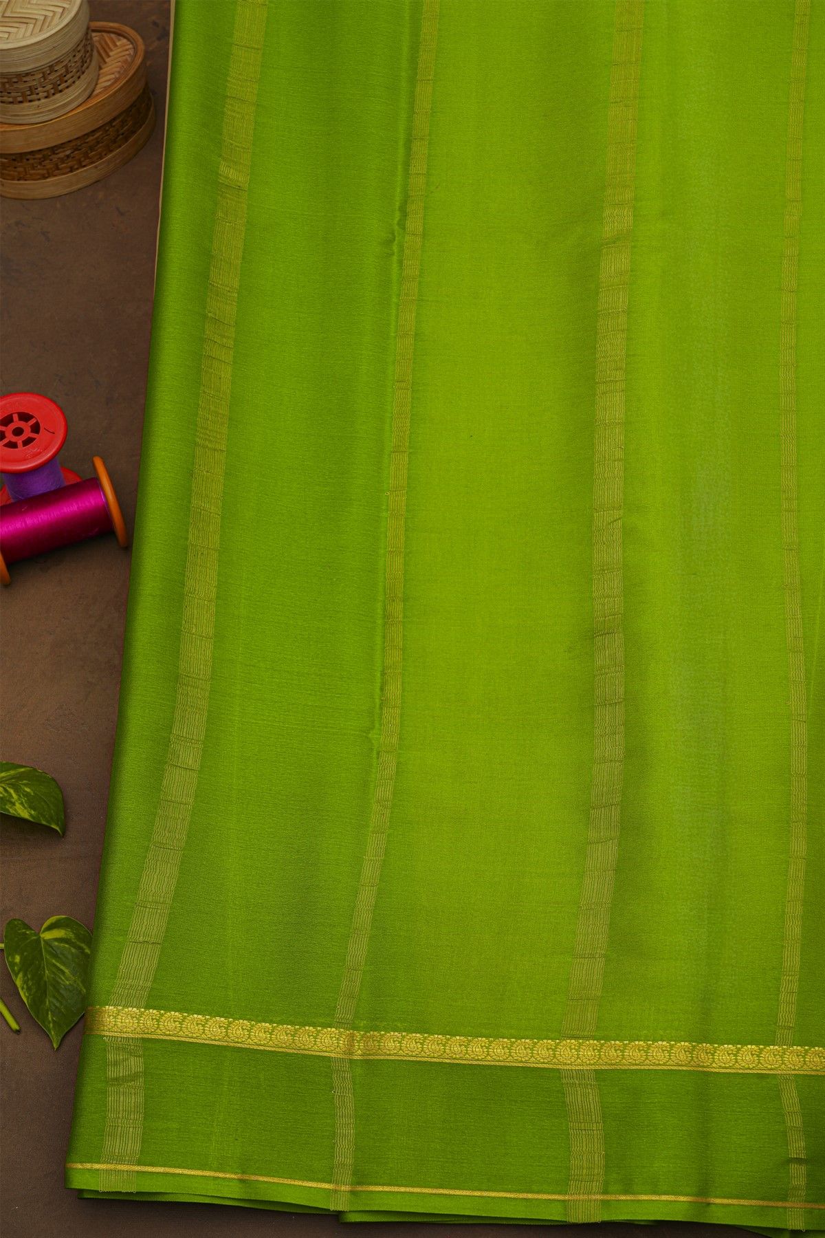 Mysore Crepe Cream Saree With Plain Border