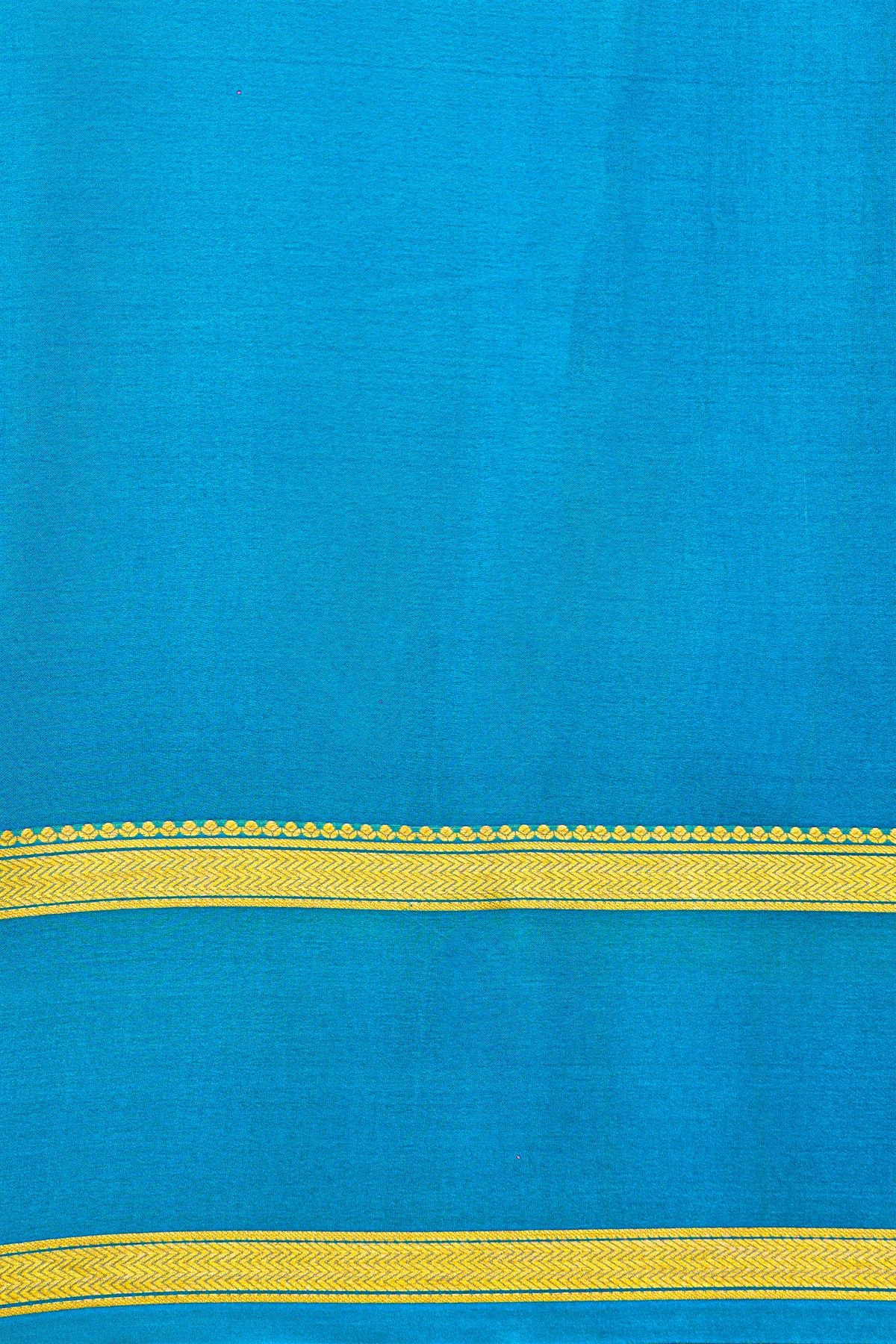 Mysore Crepe Royal Blue Saree With Gap Border