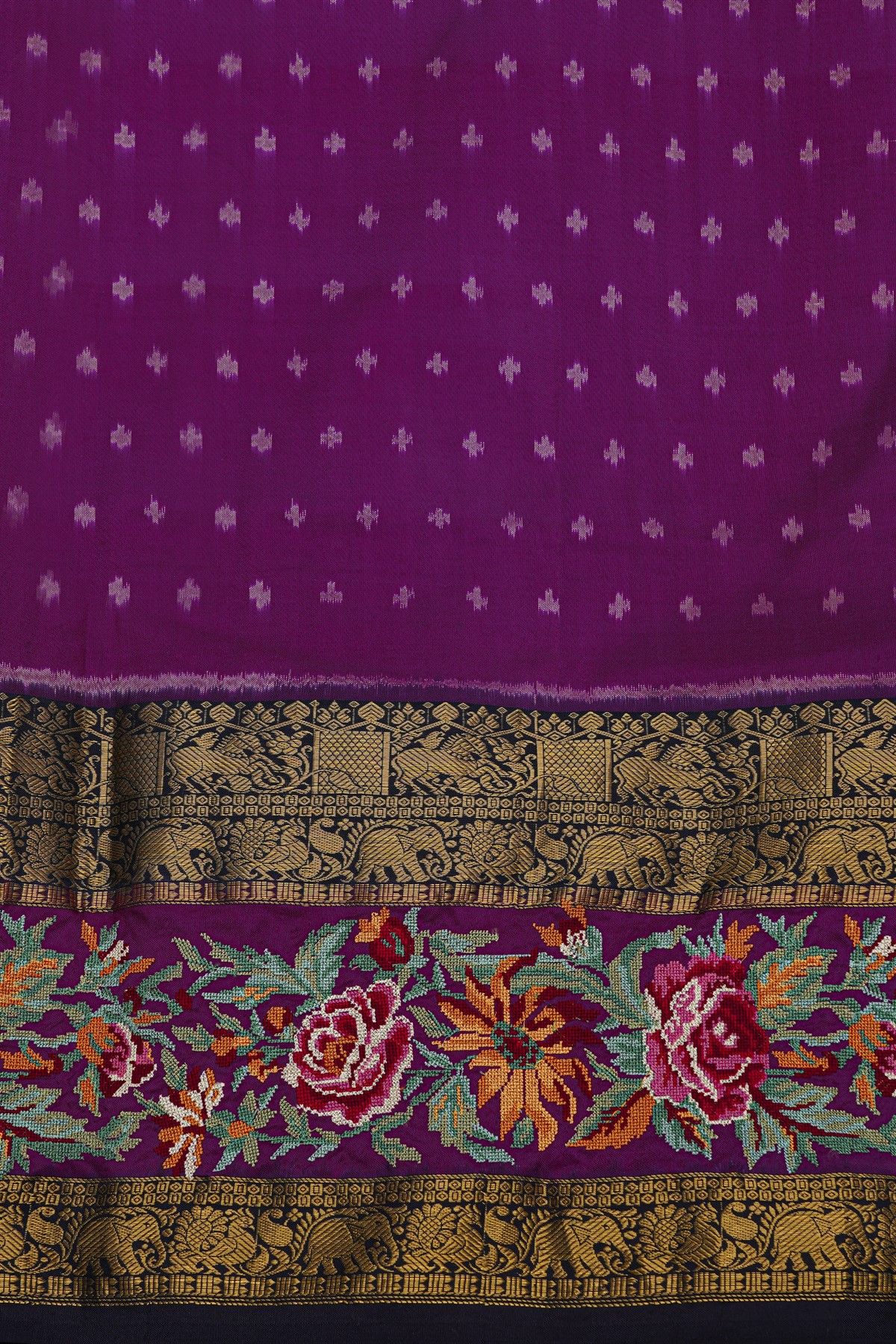 Fusion Silk Off White Saree With Pochampally Weave Body