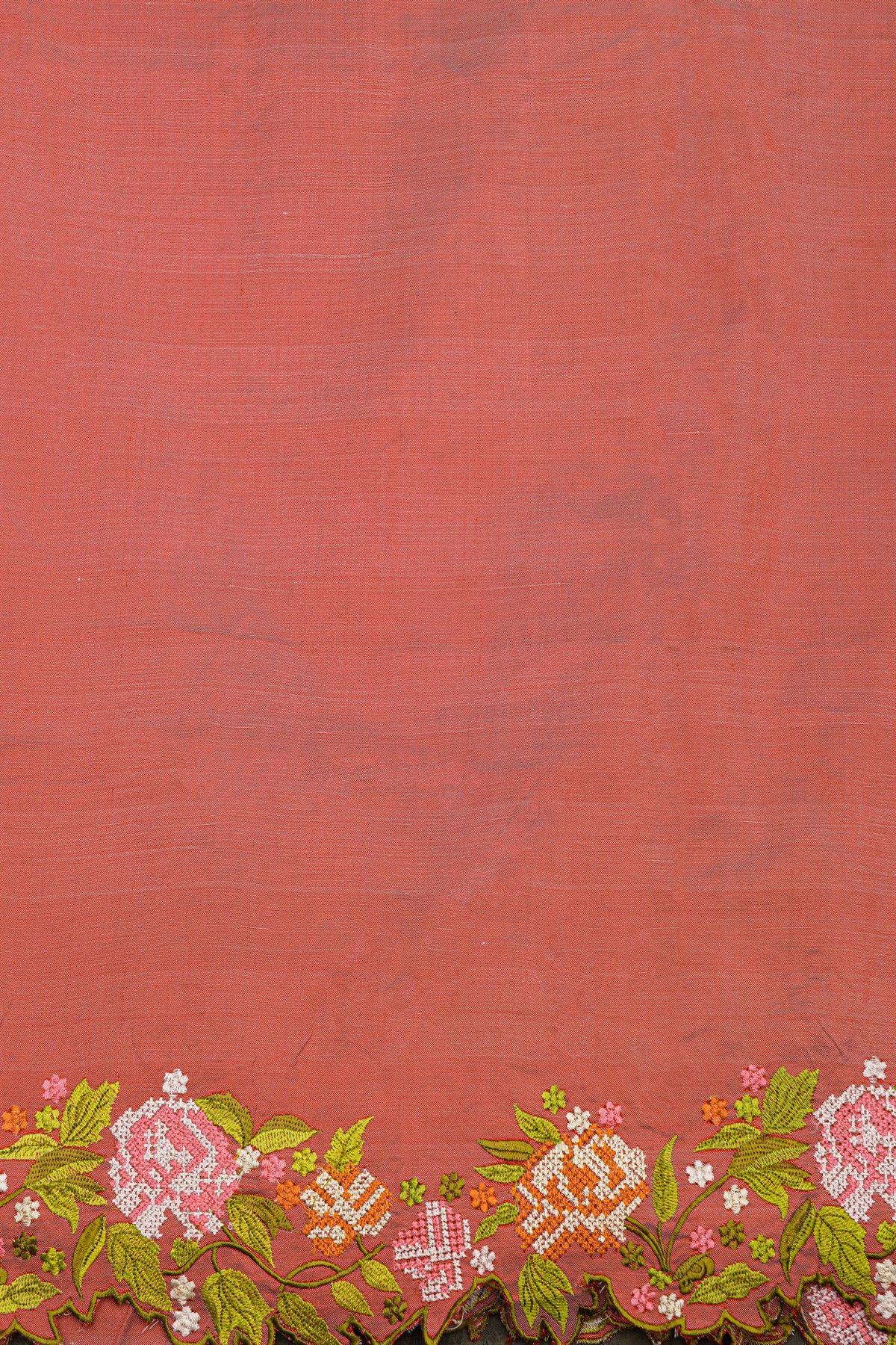 Fusion Ikat Silk Peach Saree With Pochampally Weave Body