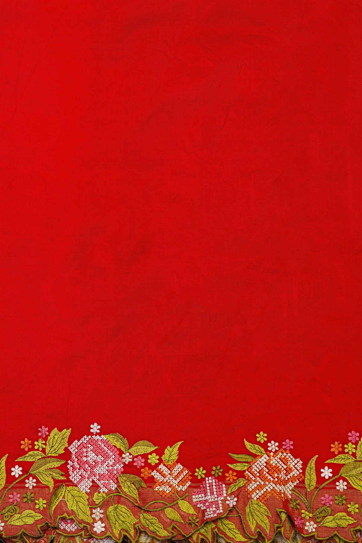 Fusion Ikat Silk Rust Orange Saree With Pochampally Weave Body