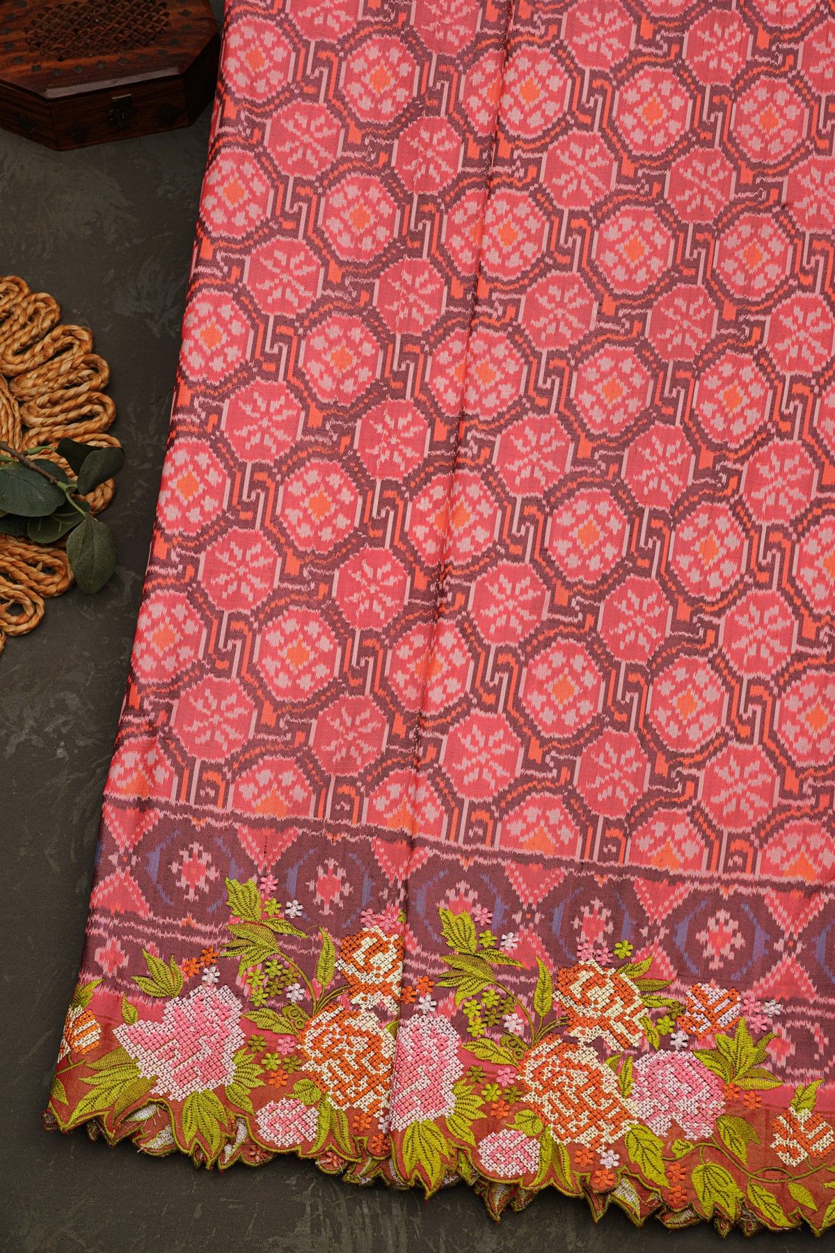 Fusion Ikat Silk Baby Pink Saree With Pochampally Weave Body