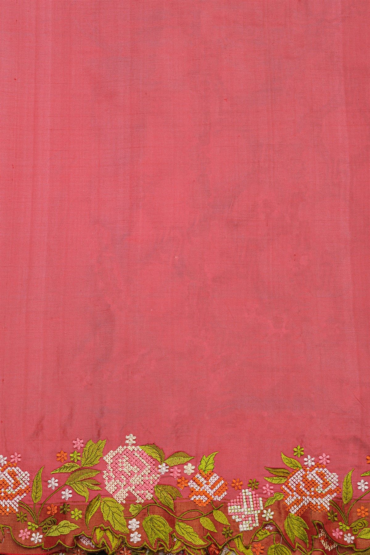 Fusion Ikat Silk Baby Pink Saree With Pochampally Weave Body
