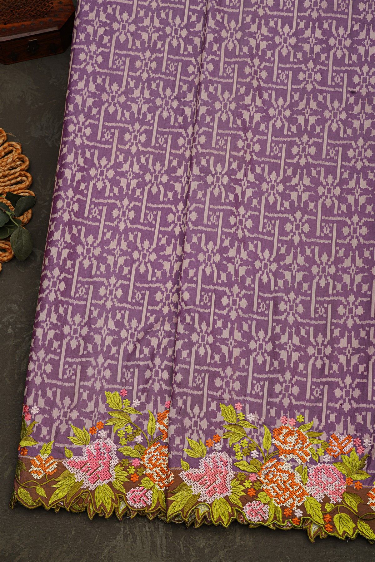 Fusion Ikat Silk Lavender Saree With Pochampally Weave Body