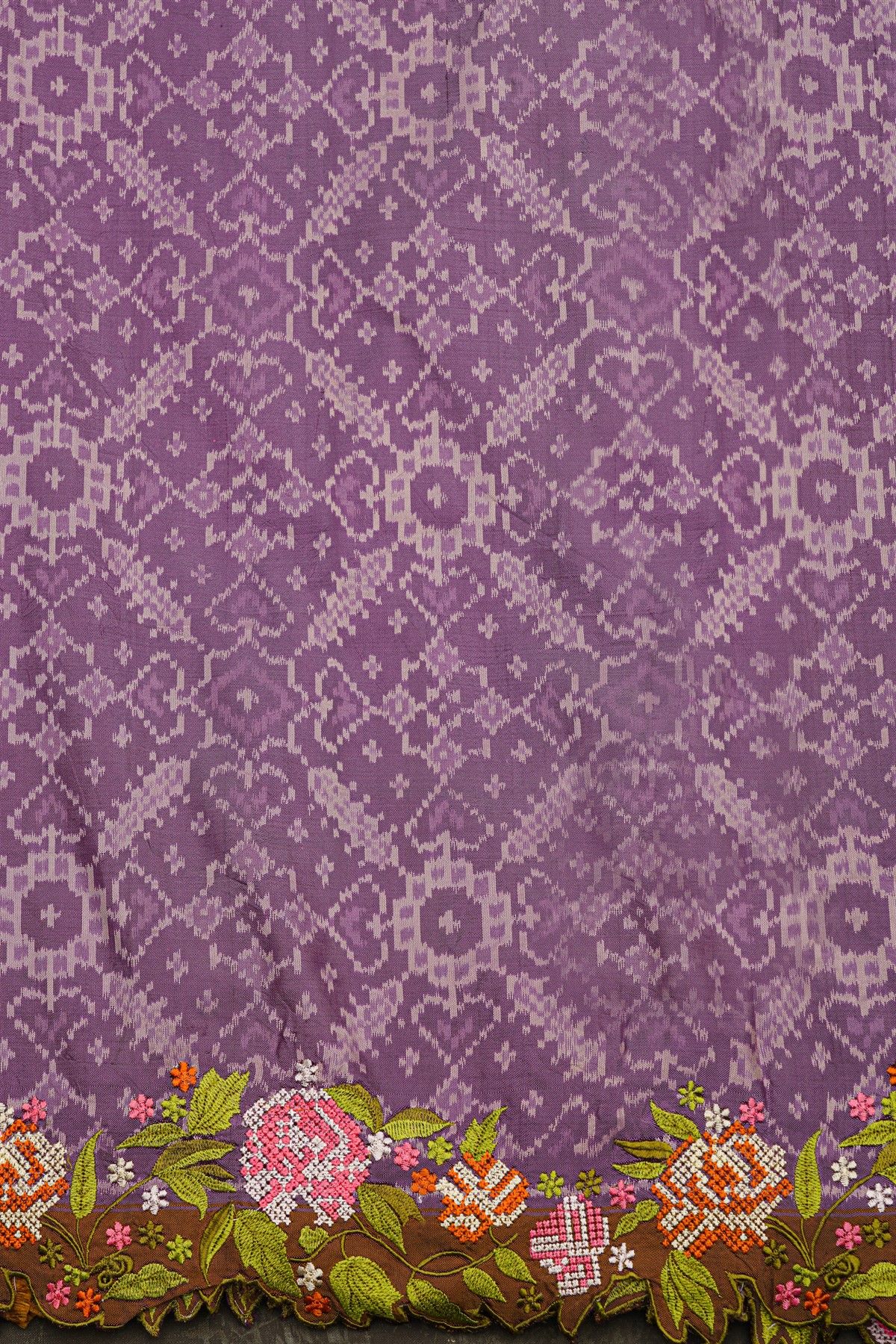 Fusion Ikat Silk Lavender Saree With Pochampally Weave Body