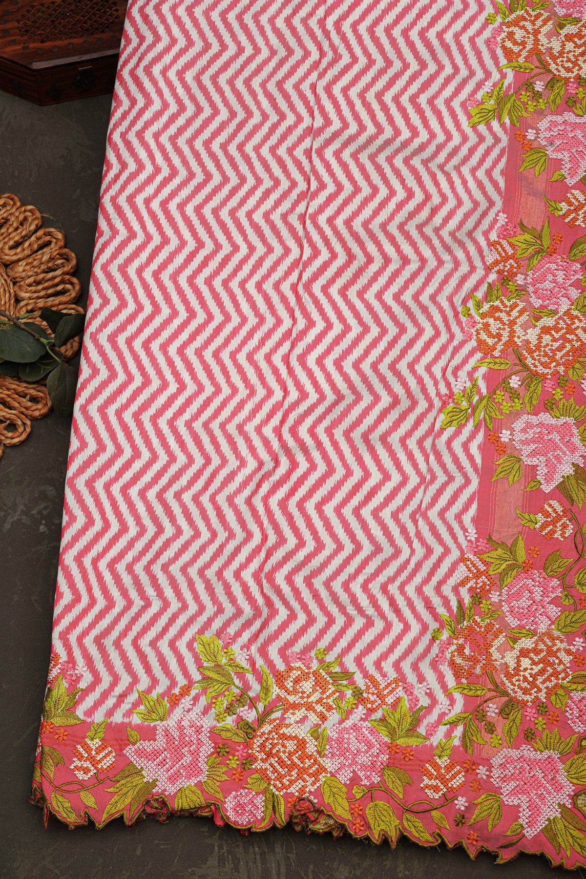 Fusion Ikat Silk Dual Colour Saree With Pochampally Weave Body
