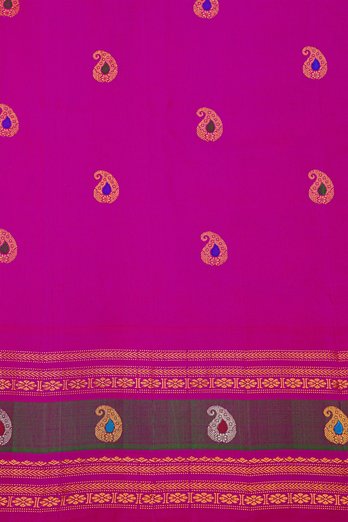 Gadwal Silk Cream Saree With Zari Lines And Paisleys Body