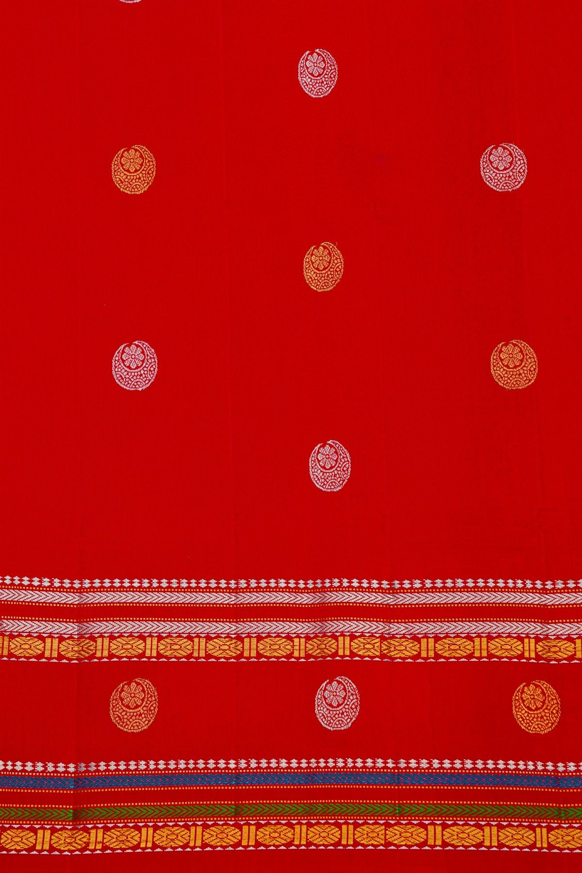 Gadwal Silk Sky Blue Saree With Florals And Buttis Border