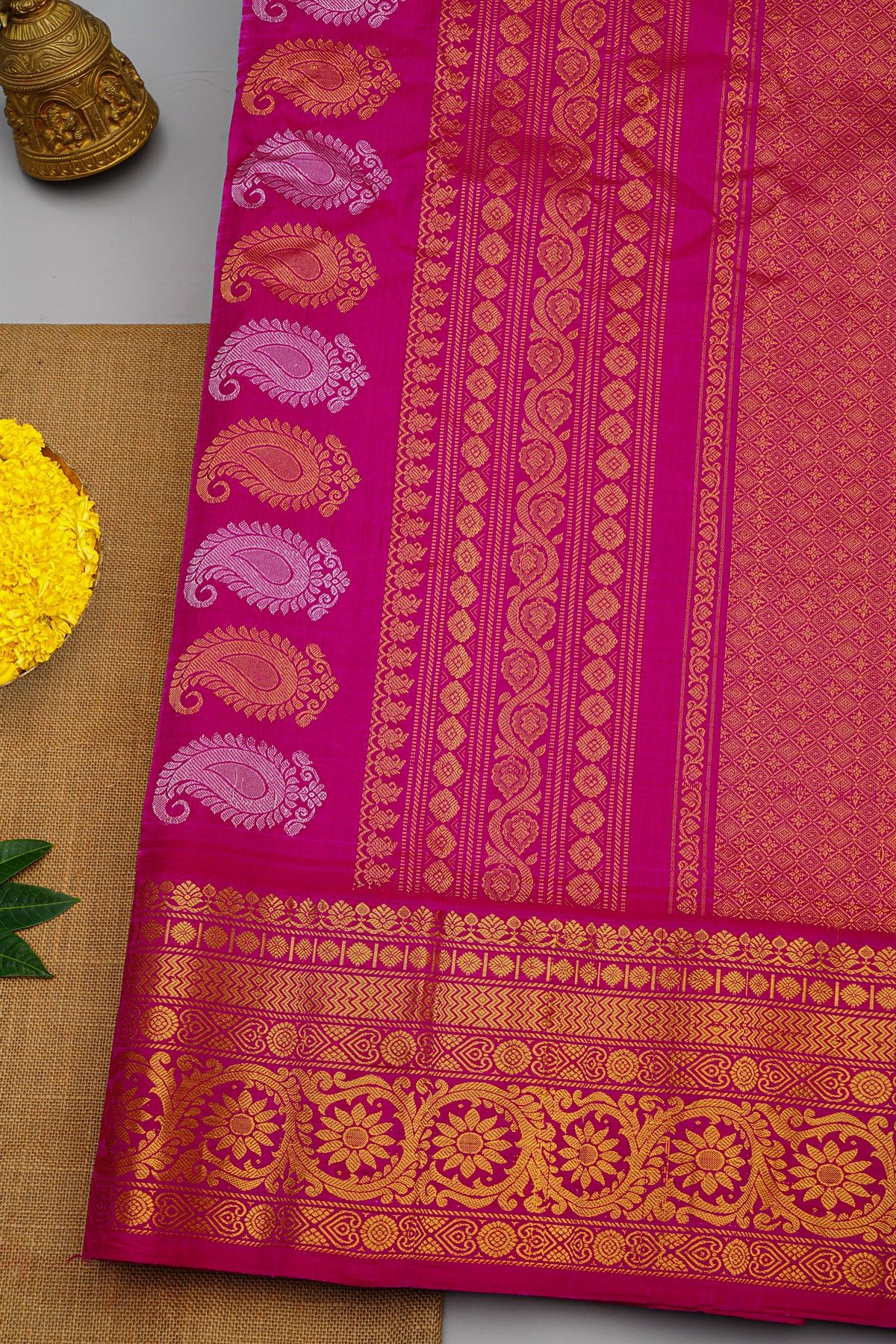 Gadwal Silk Multi Colour Saree With Checks And Floral Buttis Body