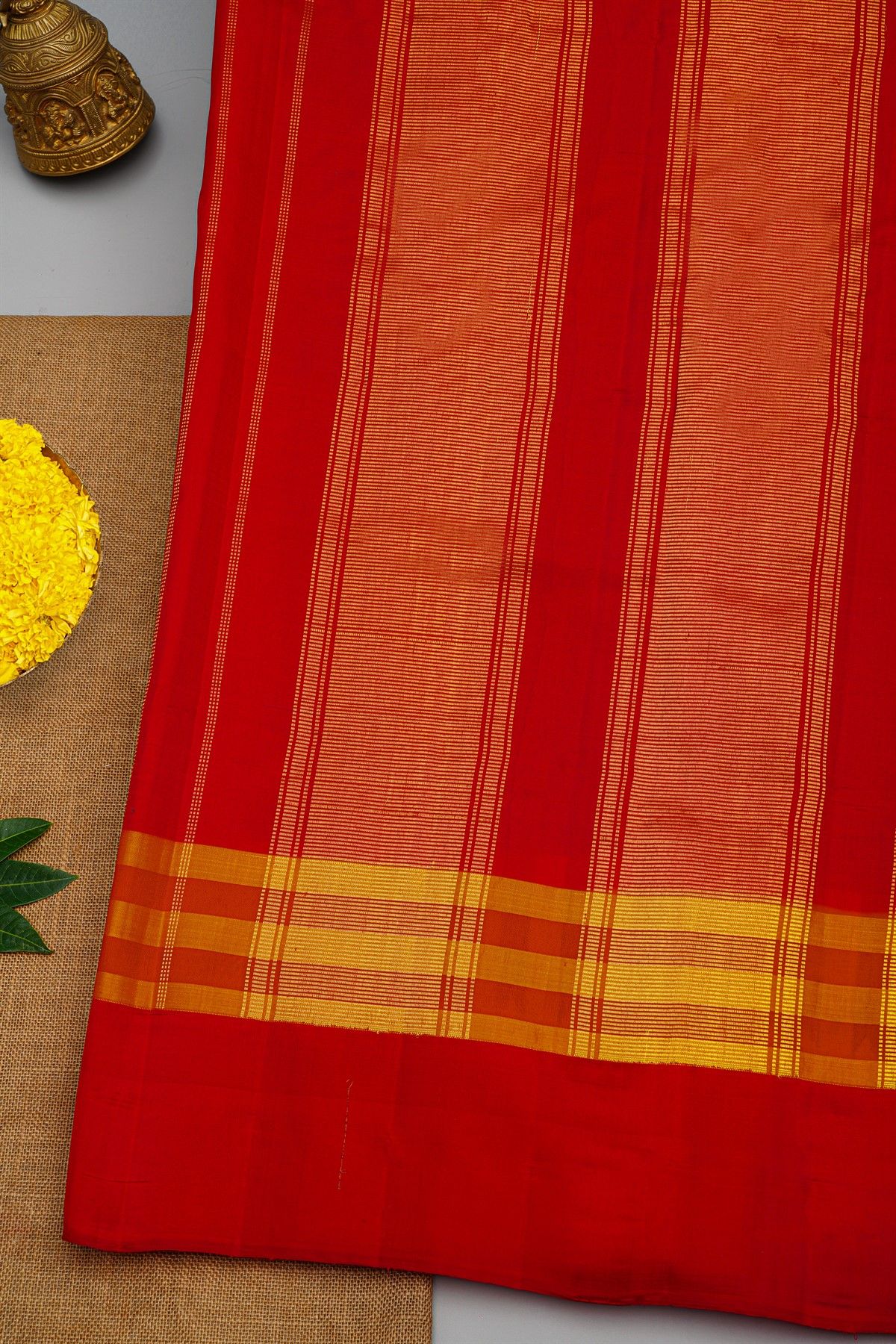 Gadwal Silk Sea Blue Saree With Plain Checks Border