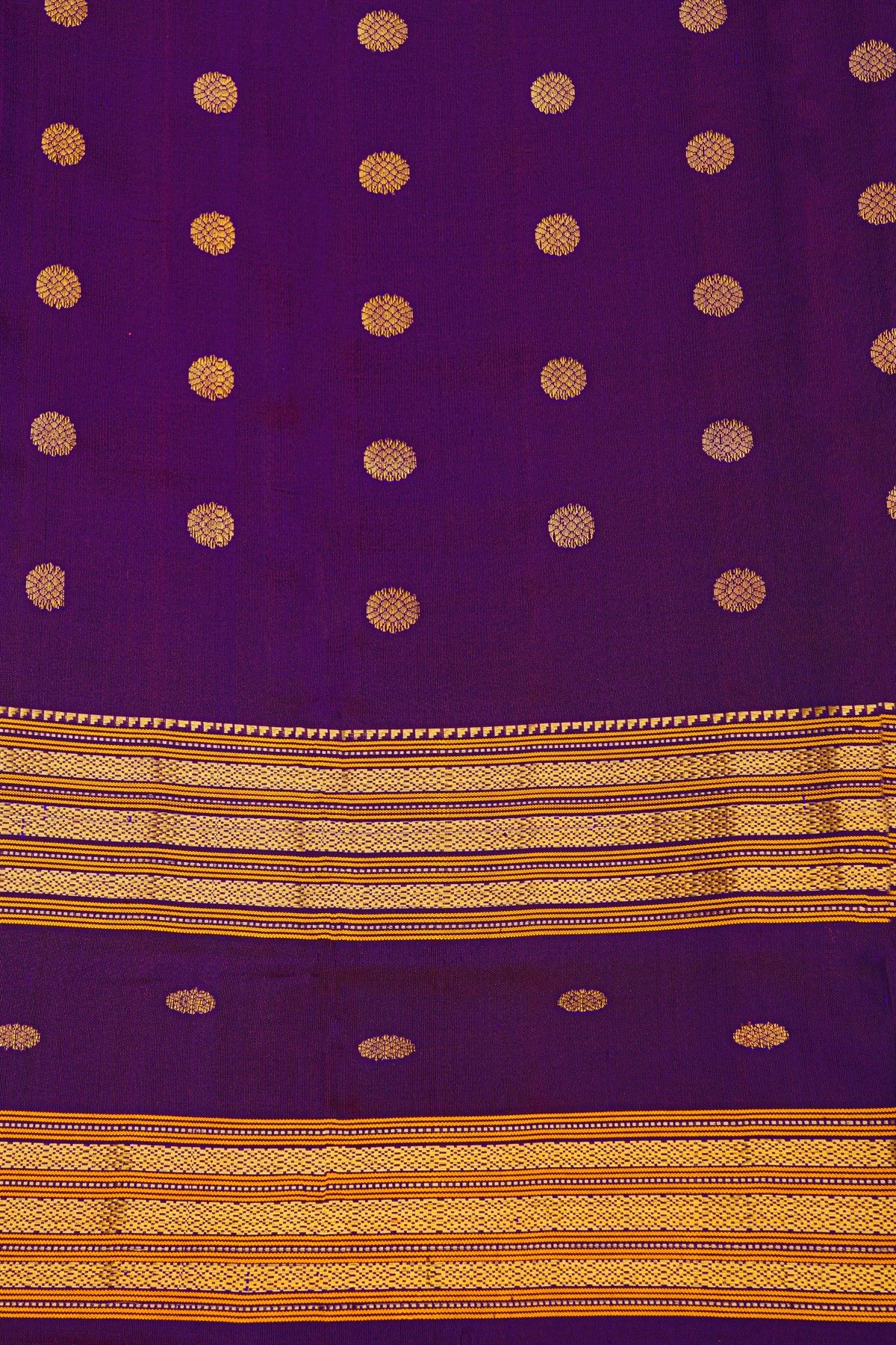 Gadwal Silk Dark Purple Saree With Florals And Leaves In Zari Body